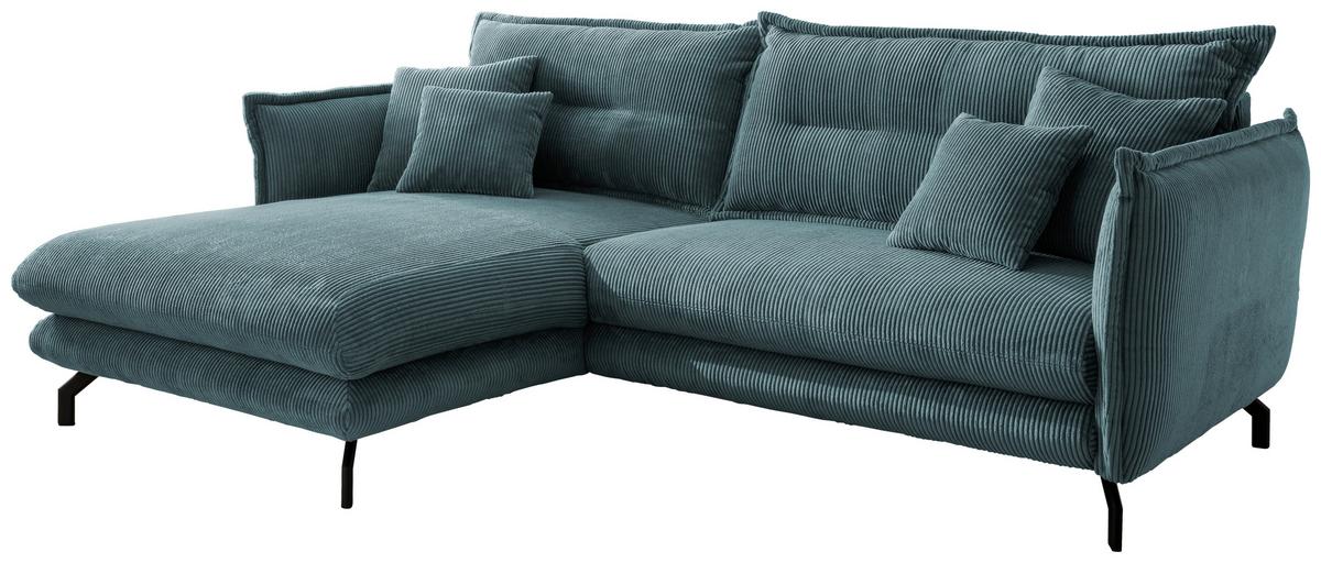 Ecksofa Lava Petrol S: 180/255 cm - Petrol/Schwarz, MODERN, Textil (180/255cm) - Livetastic
