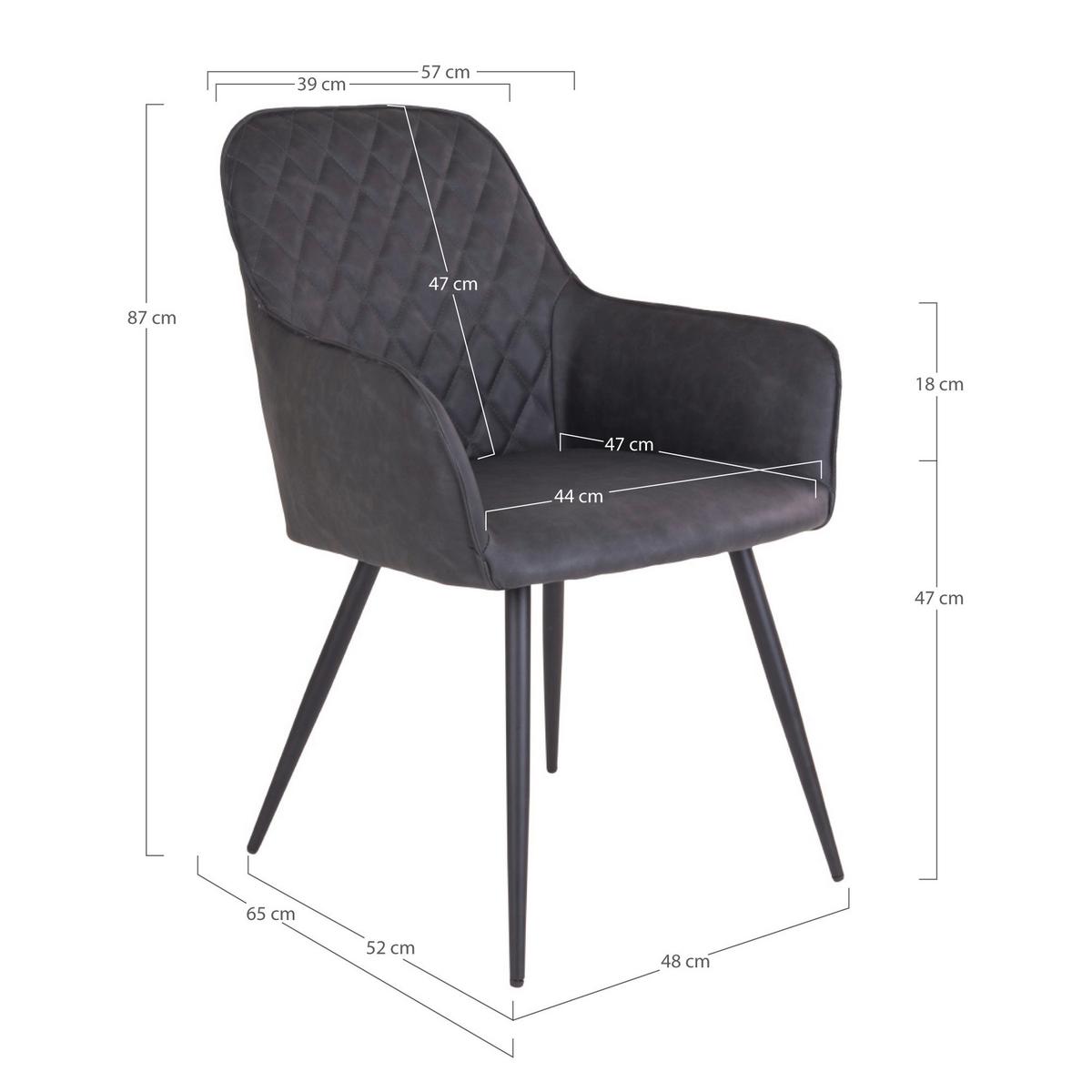 Armlehnstuhl-Set Harbo Dunkelgrau B: 57 cm - Dunkelgrau/Schwarz, MODERN, Textil/Metall (57/87/65cm) - MID.YOU