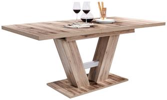 Funktional und ästhetisch zugleich Esstisch in Holzdekor und mit V-förmiger Standsäule