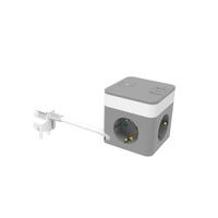 PRODLUŽOVAČKA KABEL KOSTKA MICHI - šedá/bílá, Moderní, kov/plast (7,9/7,9/8,2cm) - Mömax