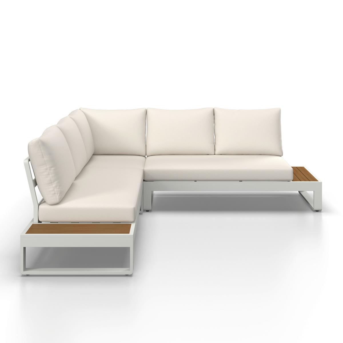 TERASOVÁ SEDACÍ SOUPRAVA MARIJANA - barvy teak/krémová, Moderní, kov/textil (235/68/73cm) - Bessagi Garden