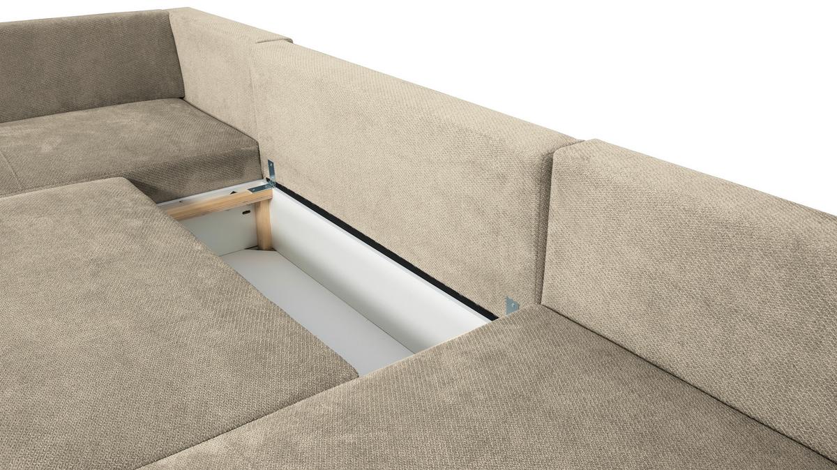 Wohnlandschaft Veronice Beige B: 313 cm - Blau/Beige, Trend, Textil (171/313/141cm)
