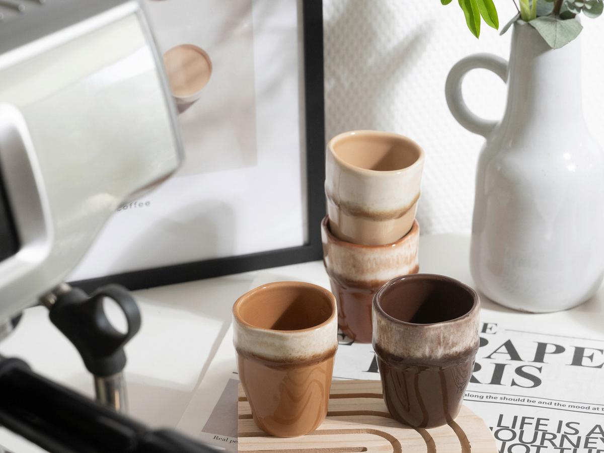 Espressotassenset, 4tlg. Steinzeug, Creme - Schlammfarben/Creme, Basics, Keramik (6/7cm) - Creatable