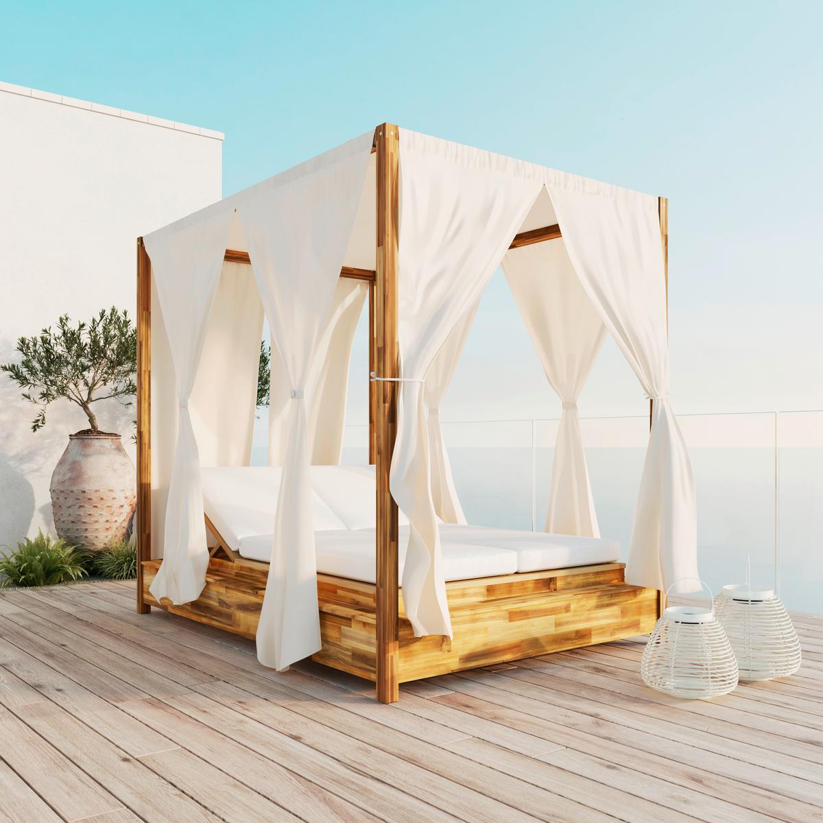 ZÁHRADNÁ POHOVKA MARTA - svetlosivá, Modern, drevo/textil (154/195/218cm) - Bessagi Garden