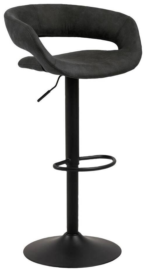 Barhocker höhenverstellbar Mit Lehne Grace Anthrazit - Anthrazit/Schwarz, Design, Textil/Metall (54/83-104/49cm) - MID.YOU