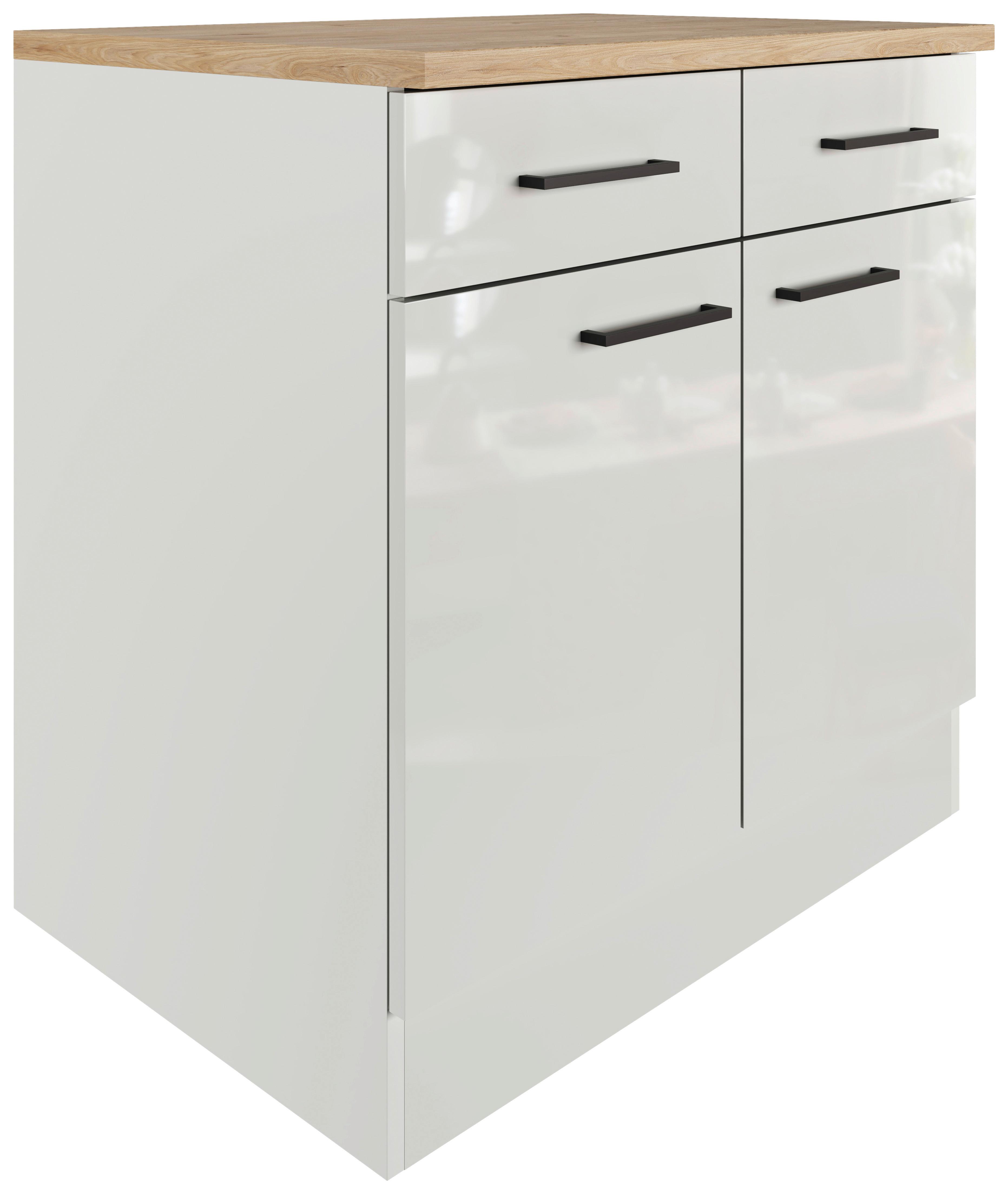 Kuchyňská spodní skříňka LEVI - šedá/černá, Moderní, kov/kompozitní dřevo (80/86/60cm) - FlexWell
