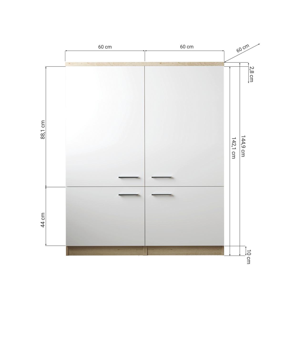 Hochschrank Merle Weiß/Eiche Dekor B:120cm - Eichefarben/Weiß, Basics, Holzwerkstoff (120/144,9/60cm) - Respekta