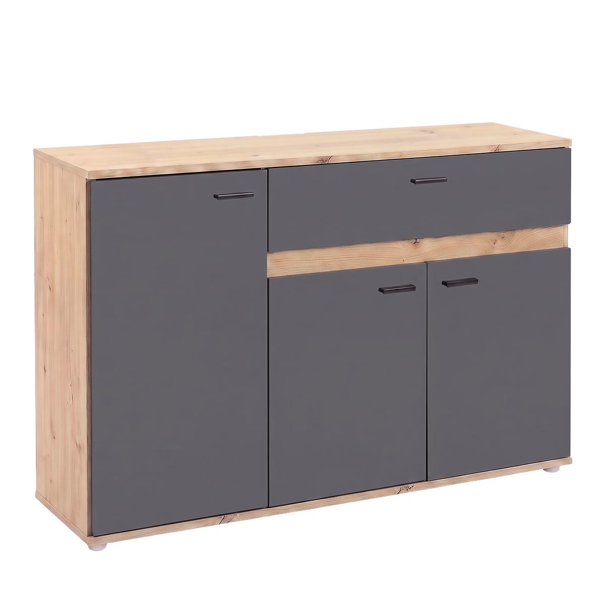 Kommode Carmen 3 Anthrazit/Eichefa. B: 120,1cm - Eichefarben/Anthrazit, Trend, Holzwerkstoff (120,1/80/35cm) - Based