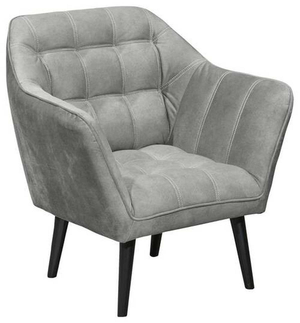 Polstersessel mit Armlehnen Max Stoffbezug Grau - Schwarz/Grau, MODERN, Holzwerkstoff/Textil (84/87/70cm) - MID.YOU
