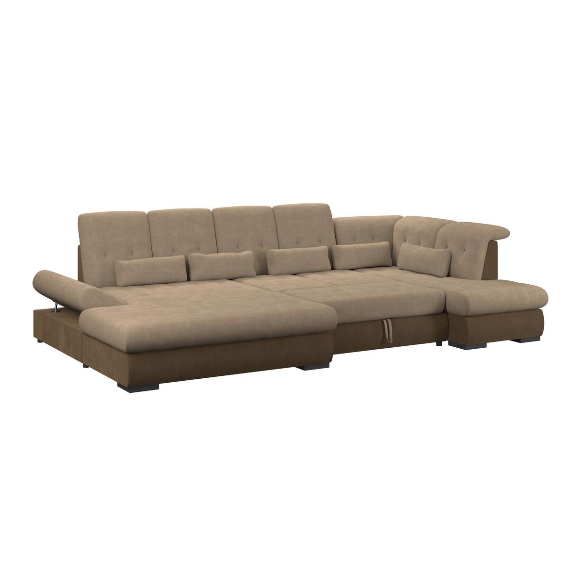 Wohnlandschaft Madera Braun, S: 358x212 cm - Hellbraun/Dunkelbraun, KONVENTIONELL, Kunststoff/Textil (190/358/212cm)