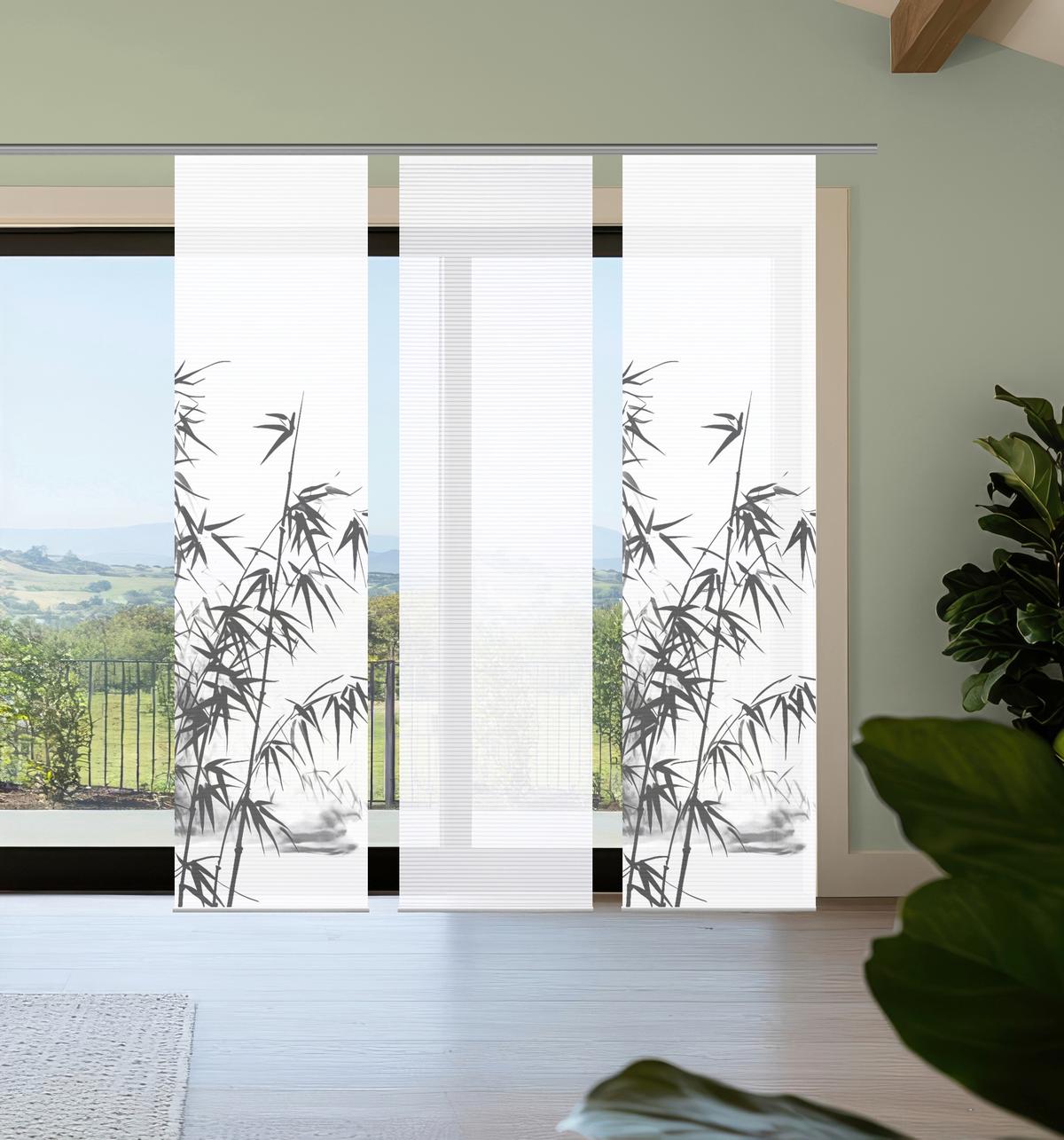 Flächenvorhang Rufus 3er Set - Grau Hochglanz/Weiß, Natur, Textil (60/245cm)