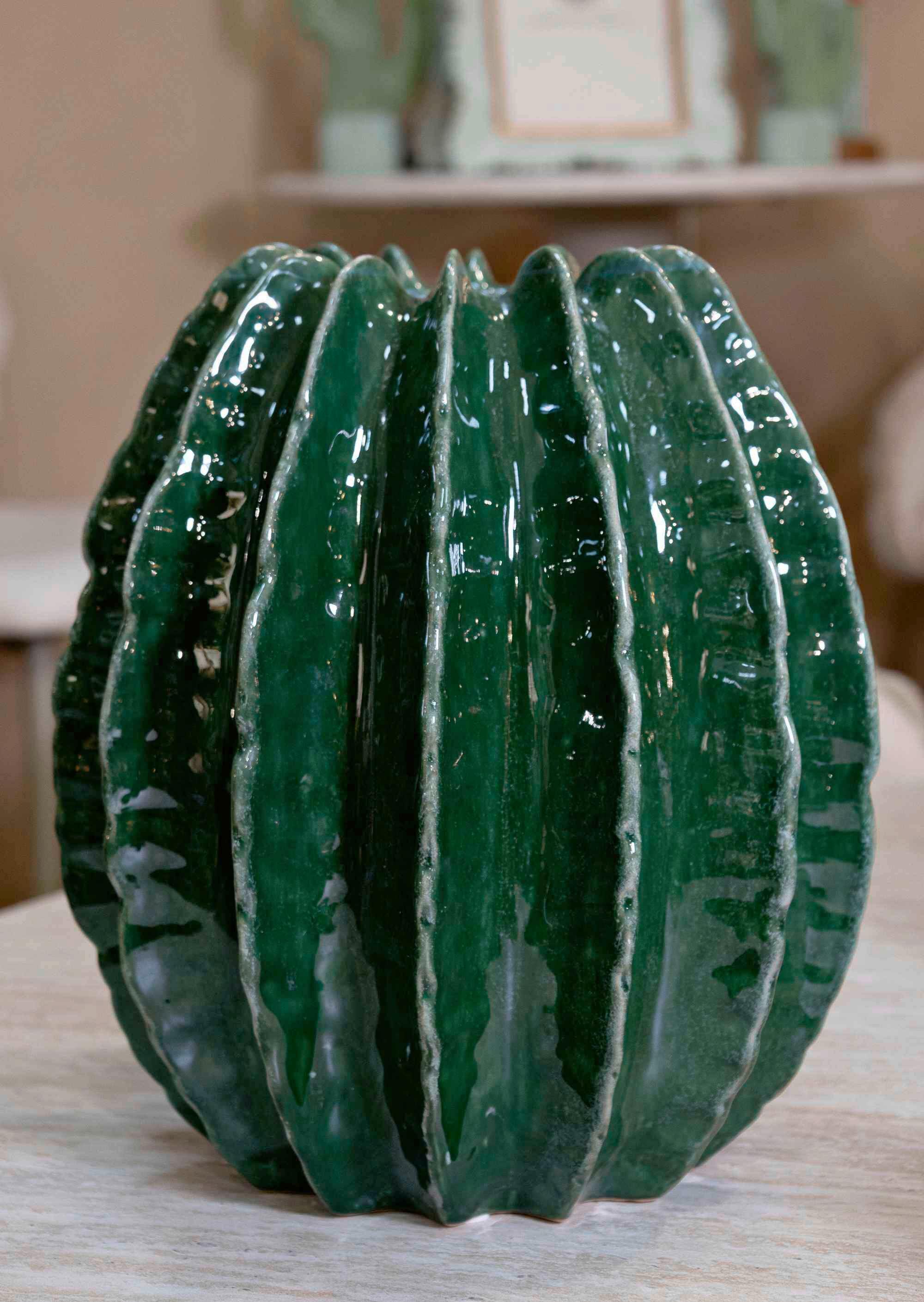 Vase Cactus Ball Pot Grün B: 28 cm - Grün, Basics, Keramik (28/31/28cm)