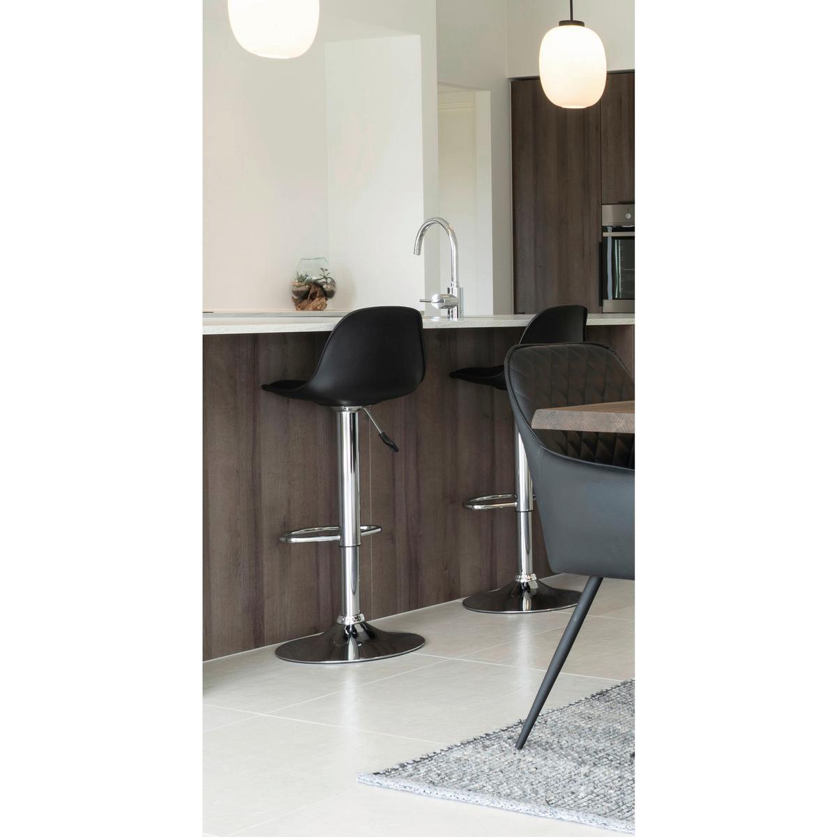 Barhocker-set Trondheim Schwarz B: 39 Cm - Schwarz, MODERN, Textil (39/82-104/41cm) - MID.YOU