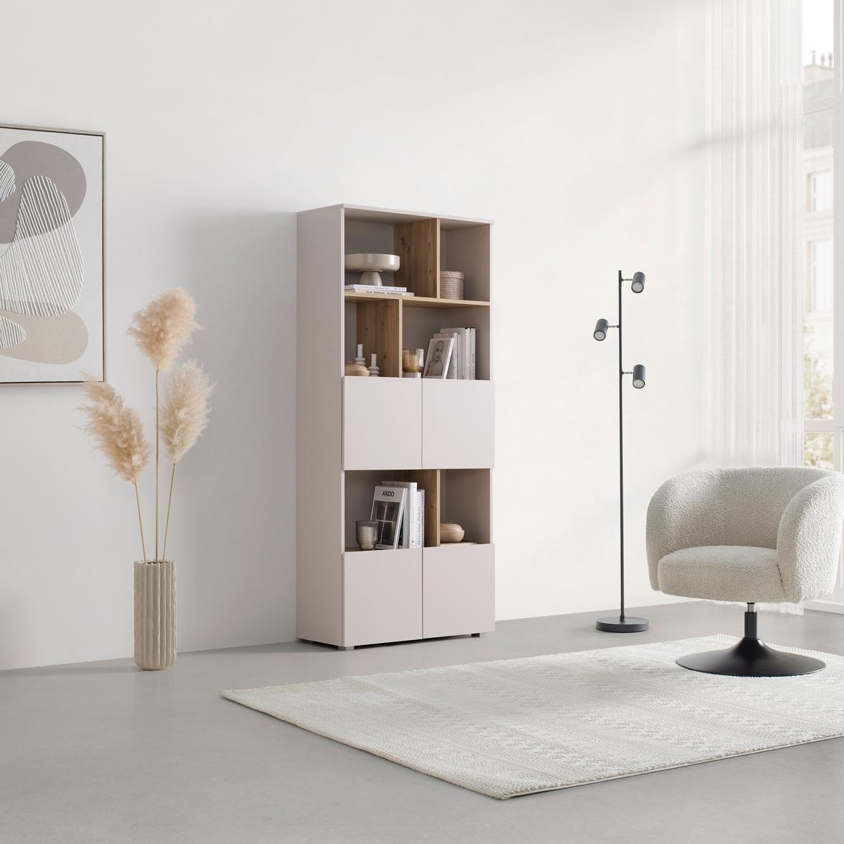 REGÁL SAVANNA -EXKLUSIV- - černá/kašmírová, Moderní, kompozitní dřevo/plast (80/180/35cm) - Mömax