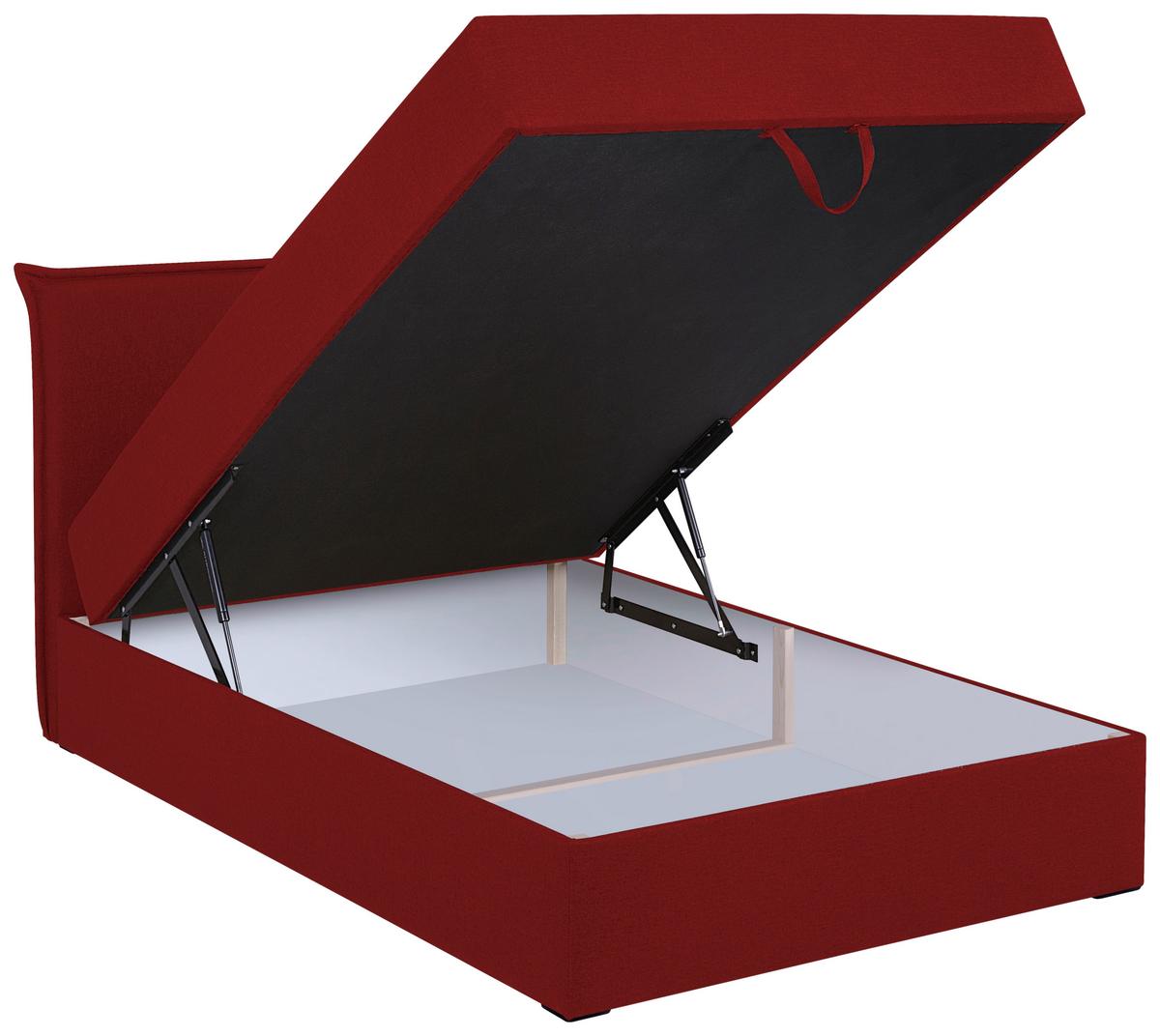 Boxspringbett Jolly 2 120x200 Rot - Rot/Schwarz, MODERN, Holzwerkstoff/Textil (120/200cm)