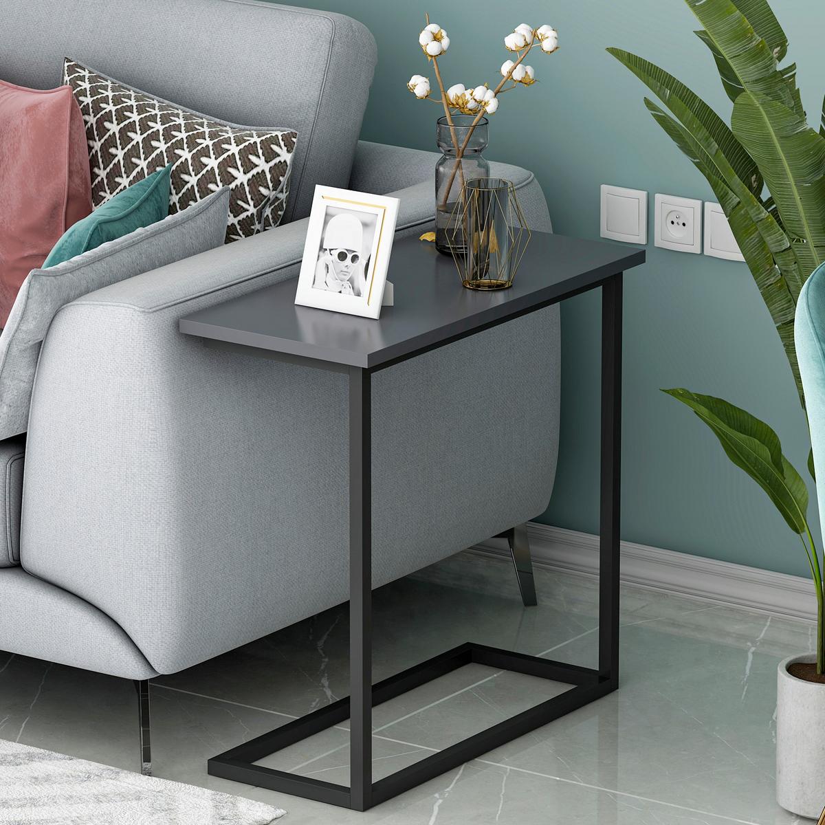 Beistelltisch Narin Anthrazit B: 64 Cm - Anthrazit/Schwarz, Design, Holzwerkstoff/Metall (64/30/62cm) - Livetastic