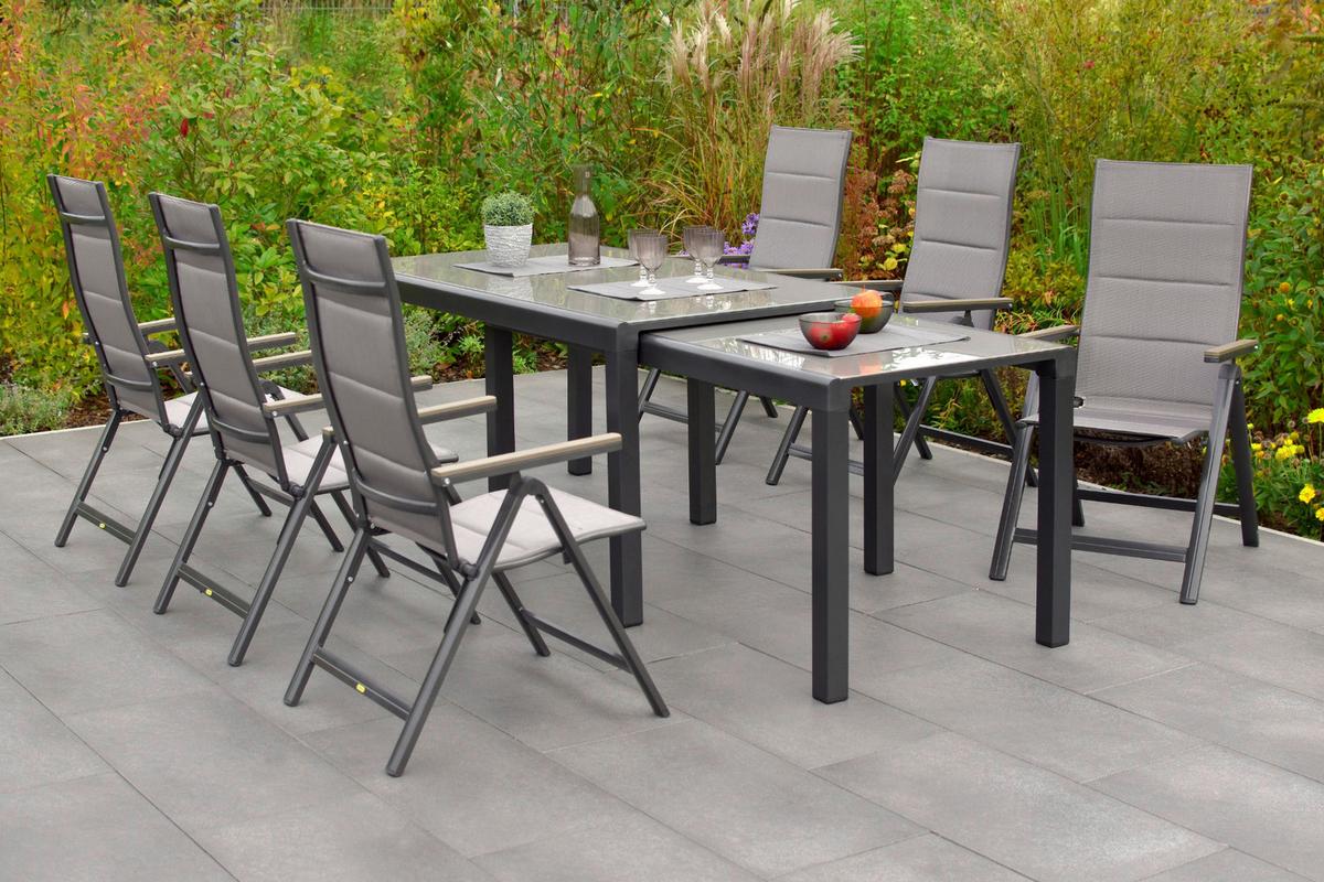 Gartentisch Ausziehbar Flex Metall L 160-320 Cm - Graphitfarben, MODERN, Glas/Metall (160-320/90/78cm) - Gardenson
