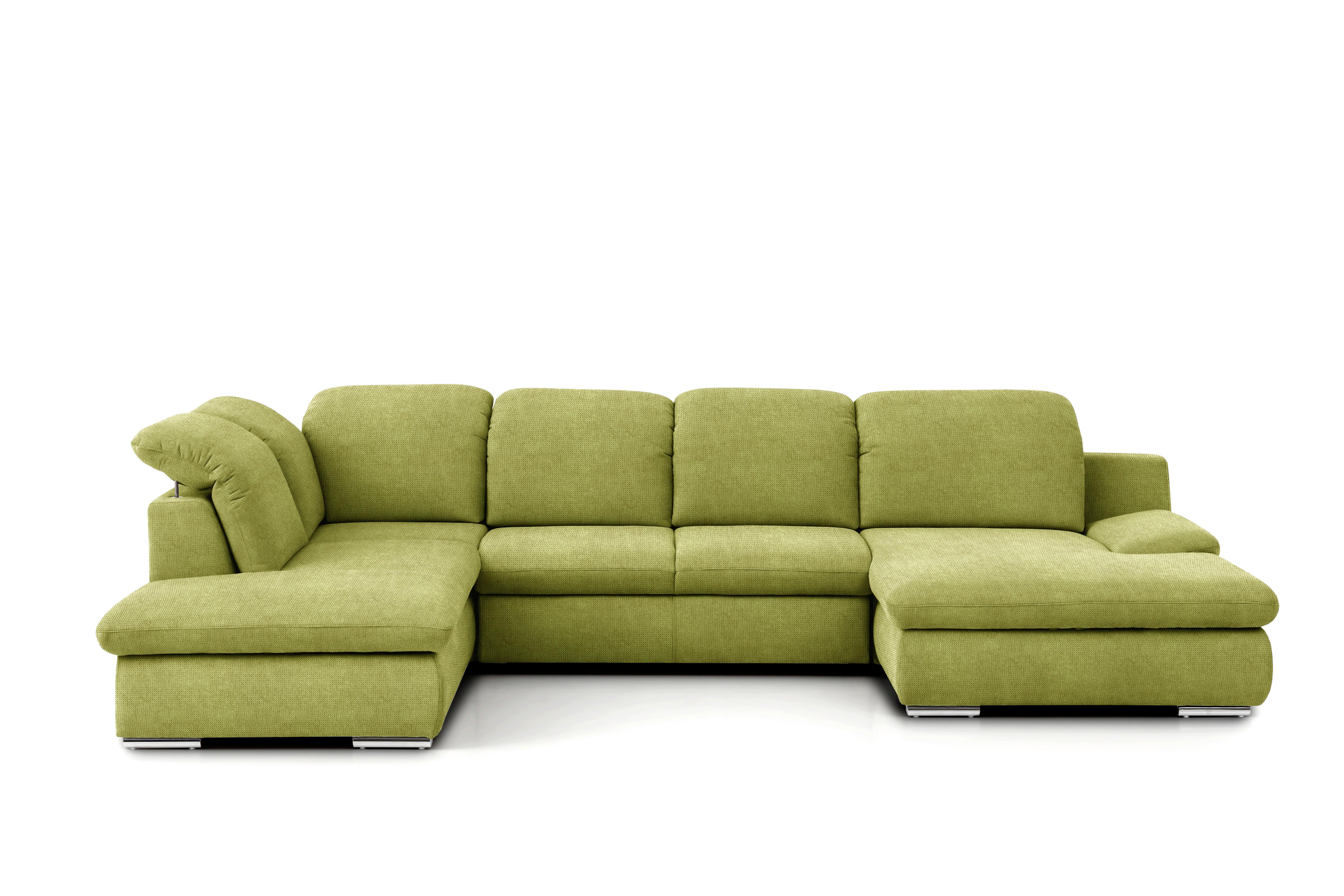 Wohnlandschaft Isona Grün Chenille - Chromfarben/Grün, Design, Textil (212/353/165cm) - Livetastic