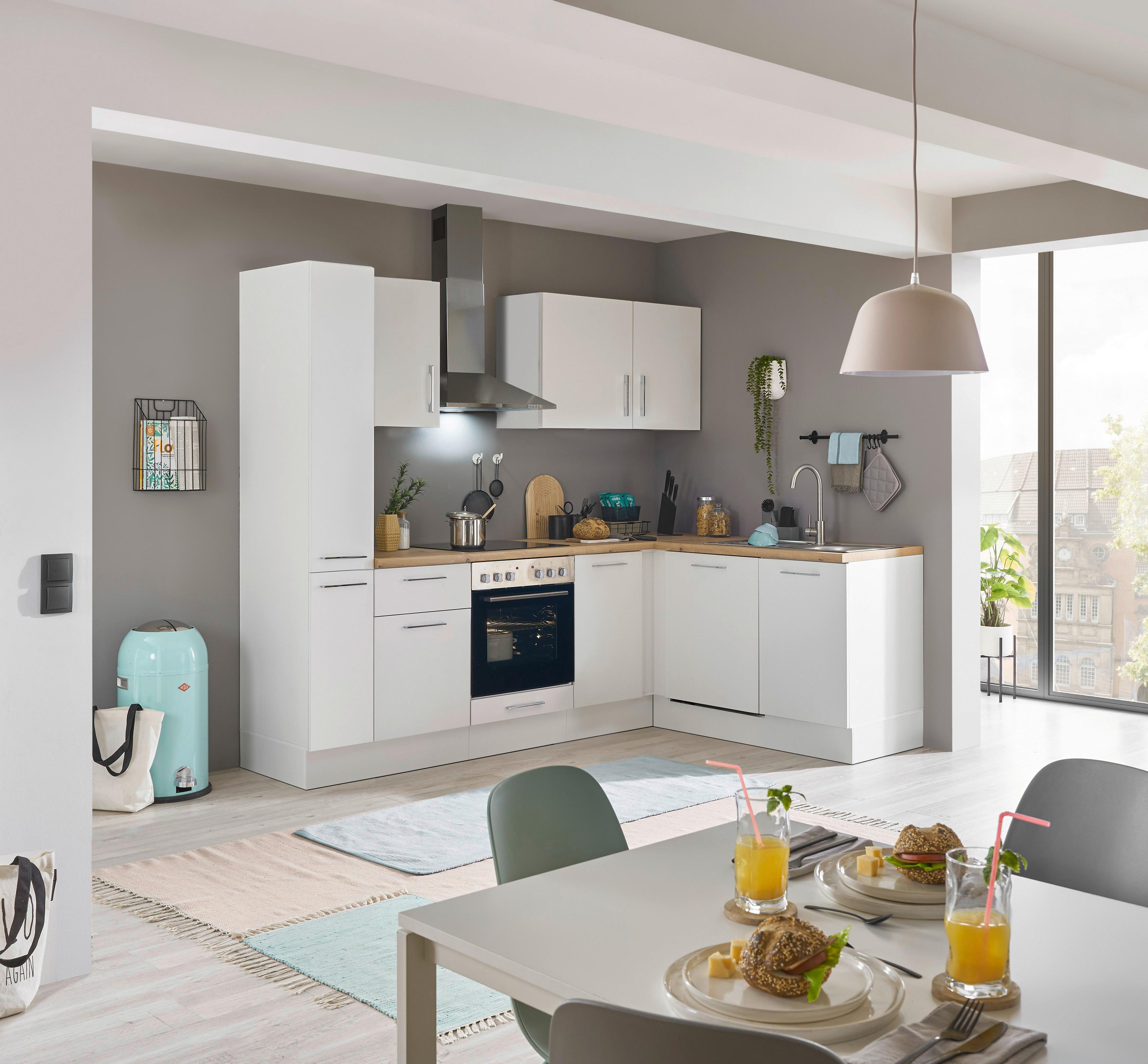 Eckküche Turin Weiß/Eiche Dekor 250x175 cm - Weiß/Eiche Artisan, Basics, Holzwerkstoff (250/175cm) - MID.YOU