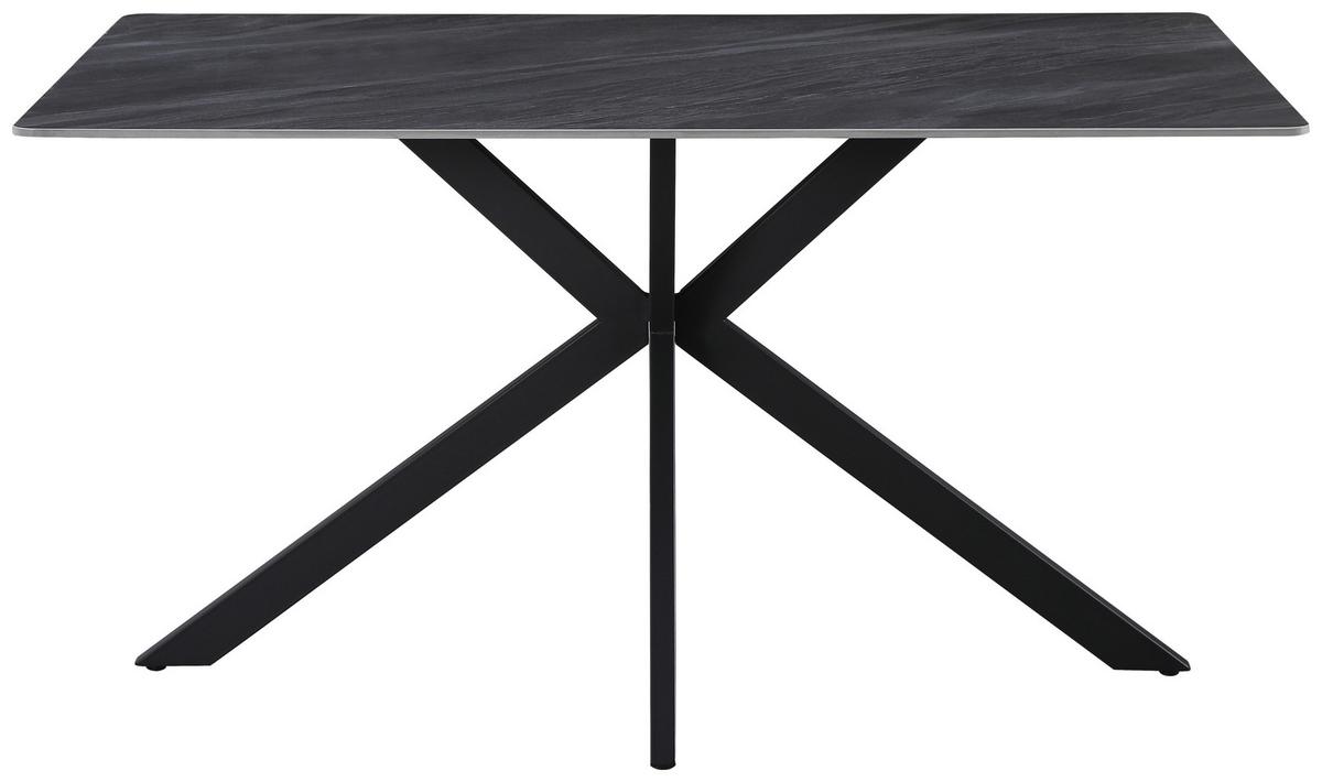 Esstisch Leon Keramik hellgrau, B: 140cm - Schwarz/Grau, Trend, Stein/Metall (140/90/75cm)