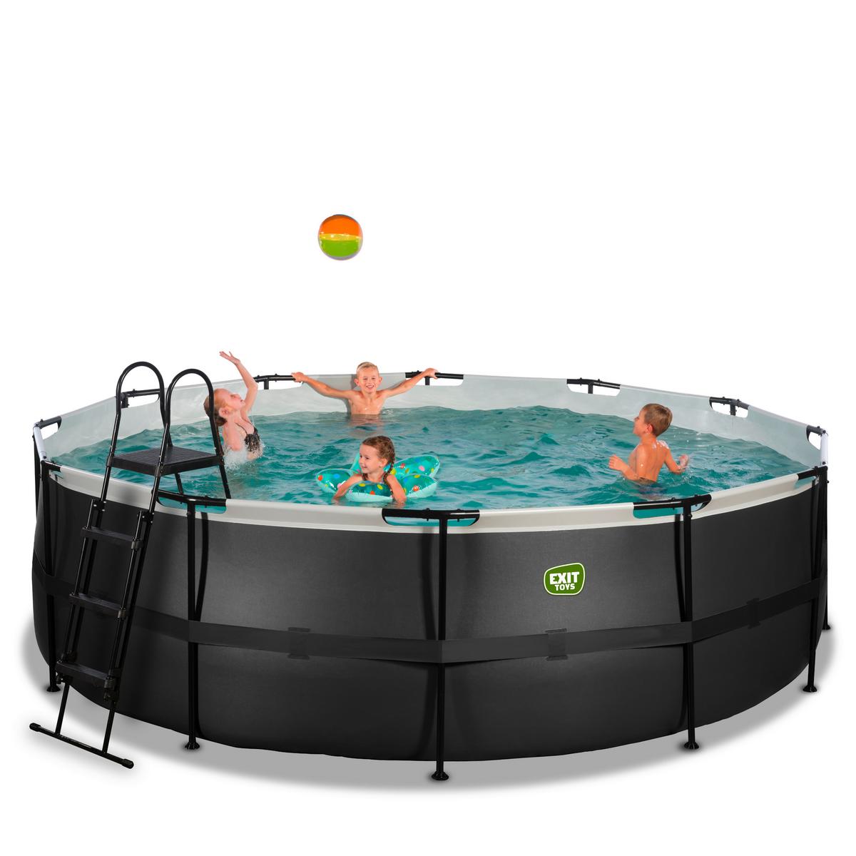 Pool-Set Schwarz, D/H: 450x122cm - Schwarz, KONVENTIONELL, Kunststoff (450/122cm) - EXIT Toys