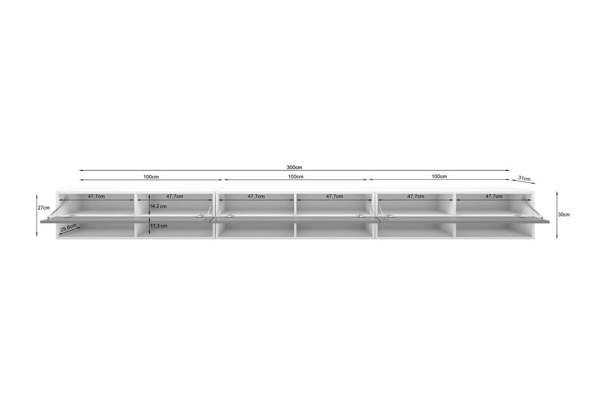 NÍZKÁ KOMODA LOWBOARD A300 MDF - šedá/černá, Lifestyle, kompozitní dřevo/plast (300/30/31cm) - Livetastic