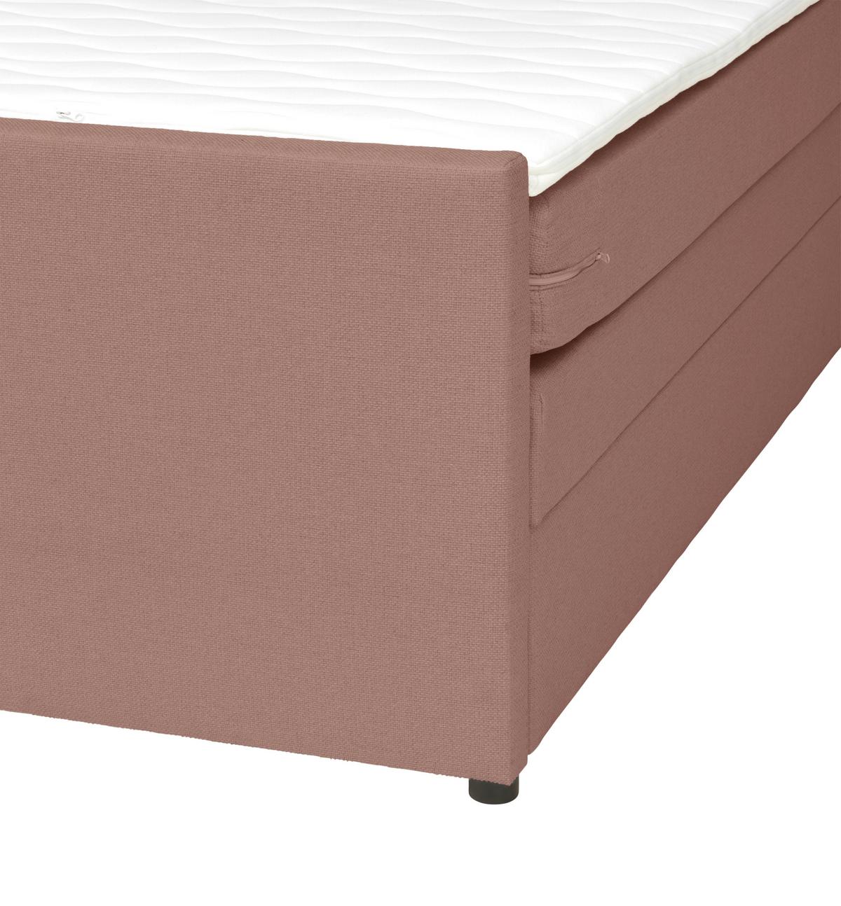 Boxspringbett Mit Bettkasten Nida 120x200 Cm Altrosa - Altrosa/Schwarz, MODERN, Holz/Textil (120/200cm) - MID.YOU