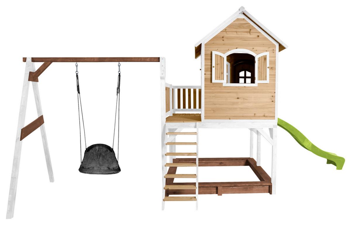 Spielturm A030.158.11 - Braun/Weiß, KONVENTIONELL, Holz (613/291/277cm) - Ambia Garden