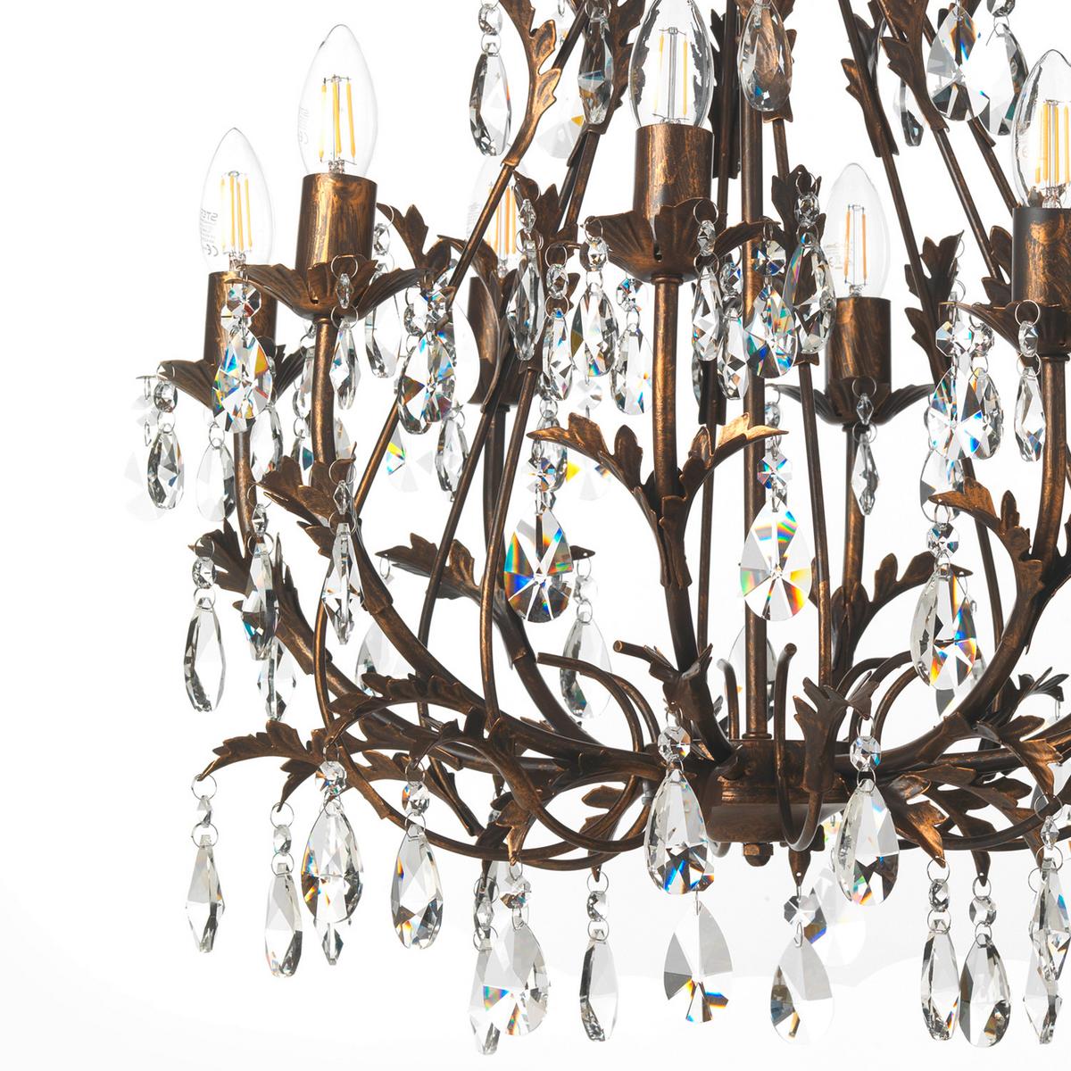 Kristall-Hängeleuchte 4706/8 - Bronzefarben, KONVENTIONELL, Glas/Metall (55/100cm)
