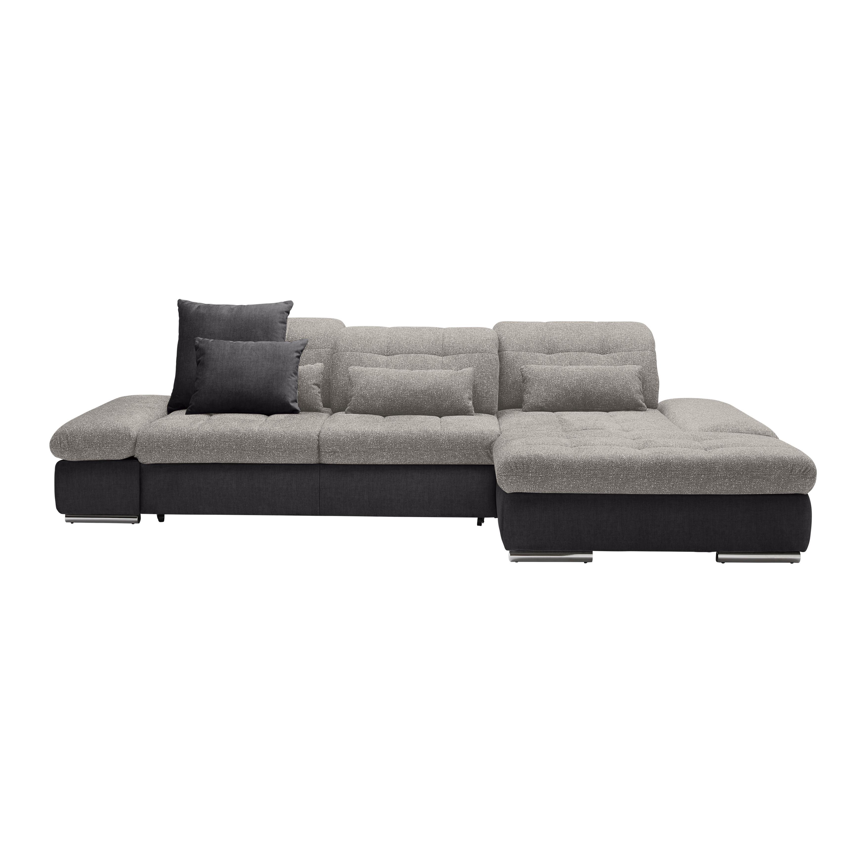 Rohová sedačka SANFINO, pravá, tmavě šedá / stříbrná - barvy stříbra/tmavě šedá, Konvenční, kov/dřevo (305/79-96/199cm) - Premium Living