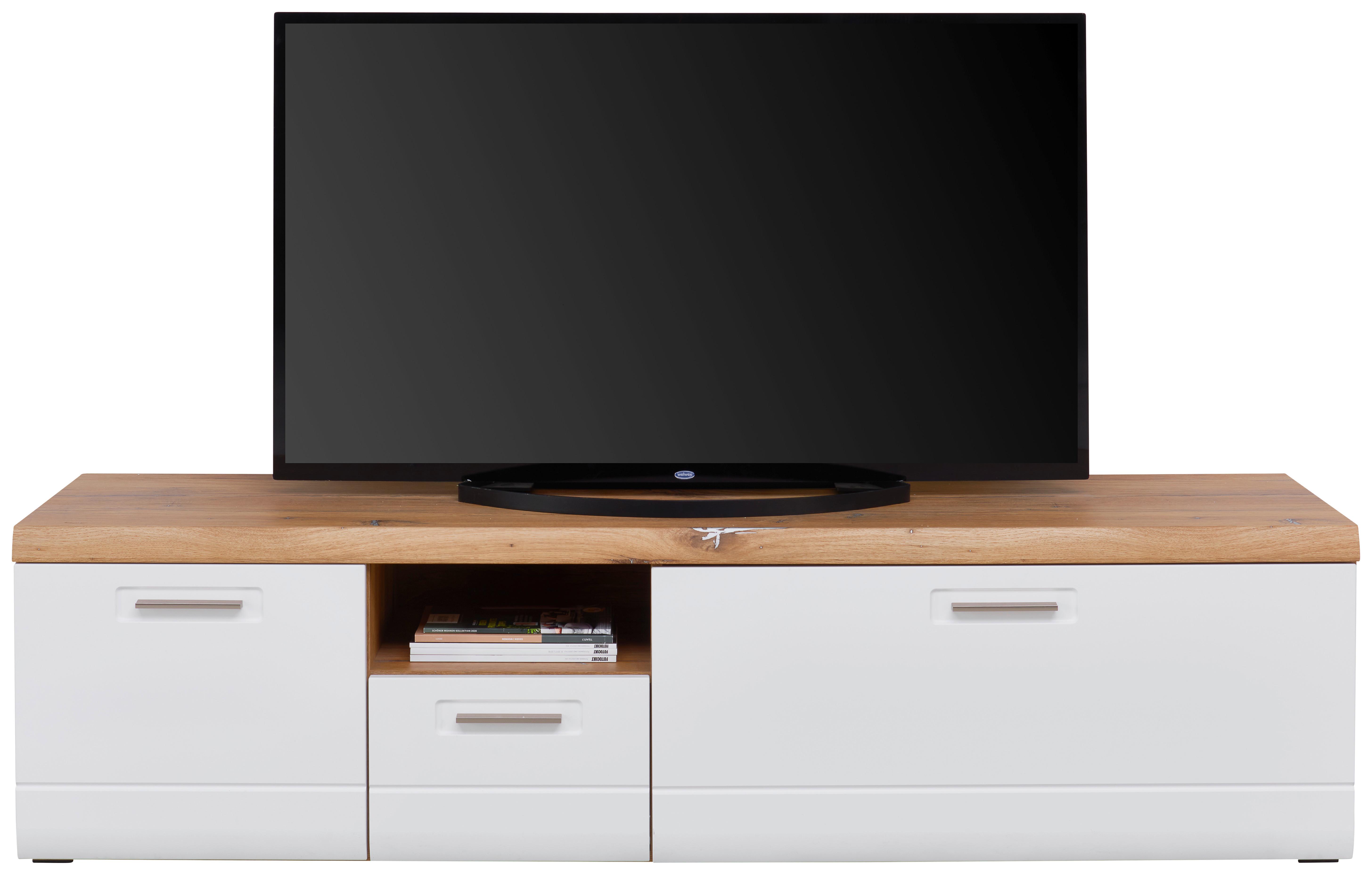 TV-Lowboard Auris B: 190 cm Eiche Dekor/Weiß Matt - Weiß, MODERN, Holzwerkstoff (190/50/50cm) - Luca Bessoni