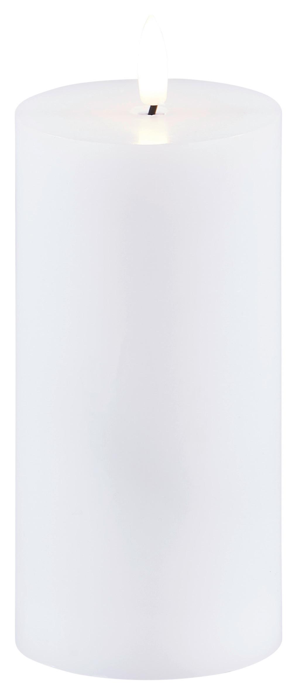 LED-Kerze Mara Weiß mit Timer, Ø/H: 7,5/17,8 cm - Weiß, Basics, Naturmaterialien/Kunststoff (7,5/17,8cm) - Luca Bessoni