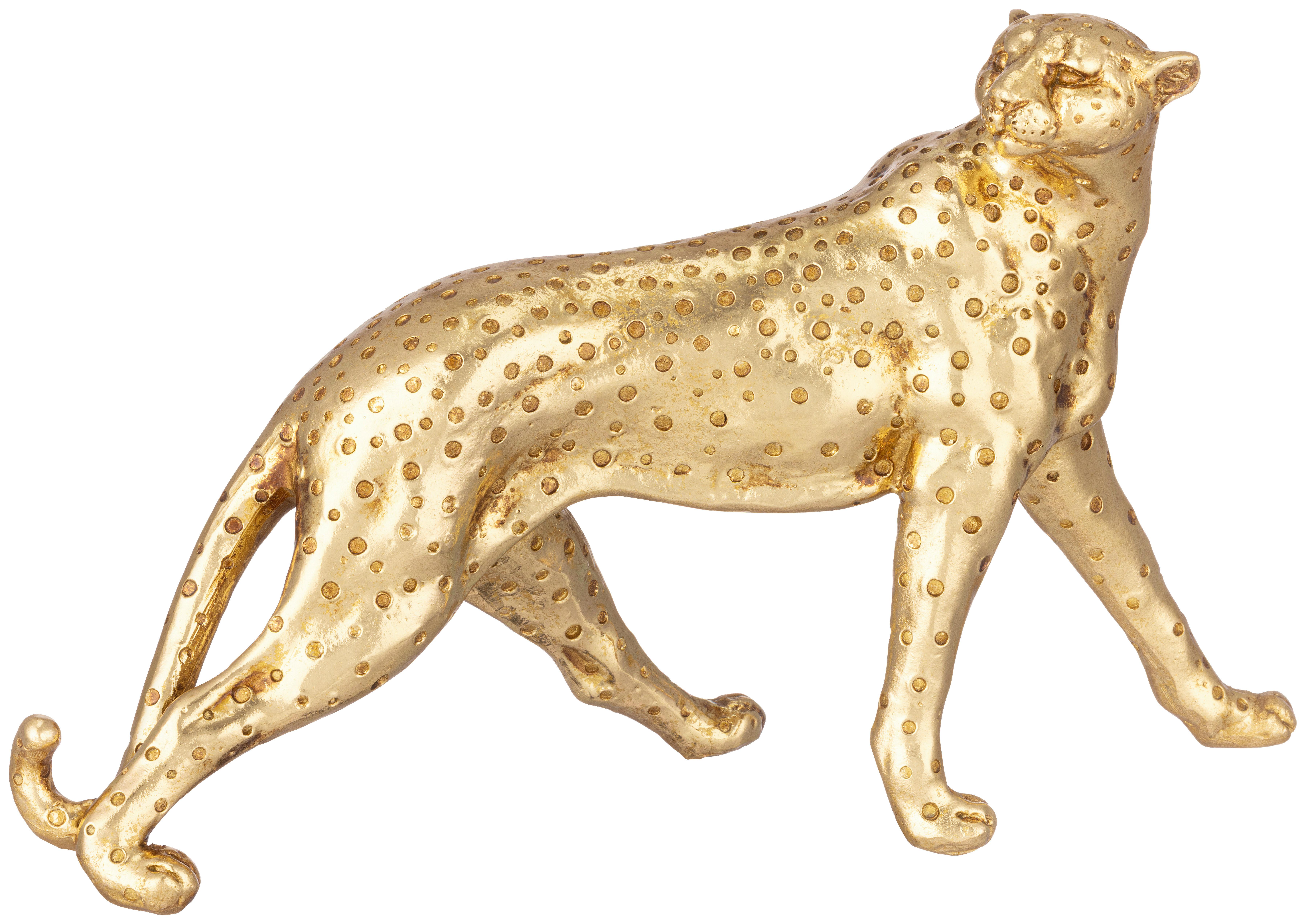 Dekoleopard Jürgen - Goldfarben, KONVENTIONELL, Kunststoff (27,5/9/17,5cm) - Luca Bessoni