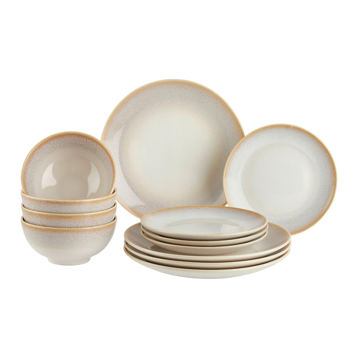 Kombinovaný servis 12-dielny - krémová, Modern, keramika - Mömax