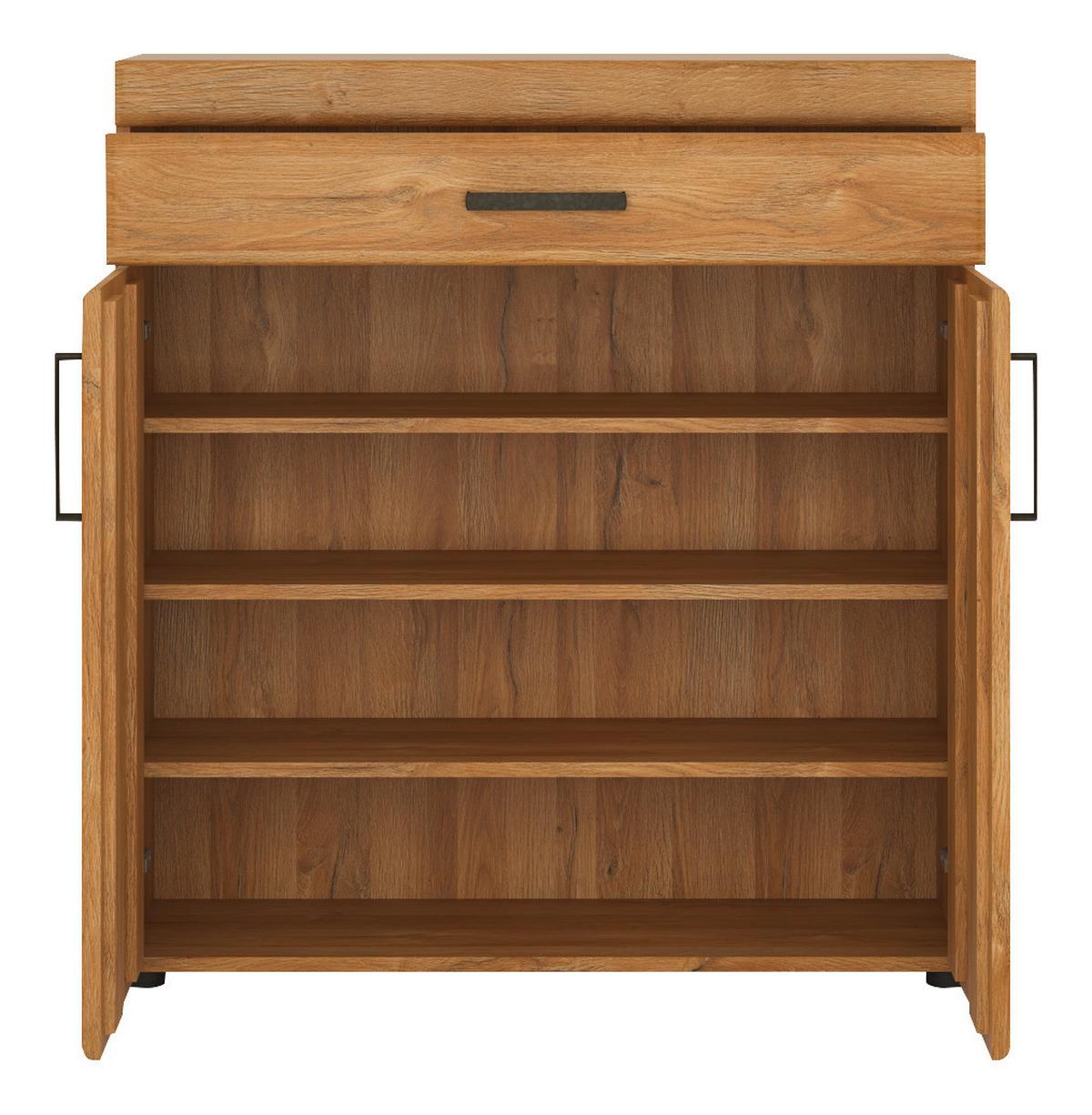 Schuhschrank Cortina Eiche Dekor B: 92,8 cm - Eichefarben/Schwarz, Trend, Holzwerkstoff (92,8/100,2/38cm)