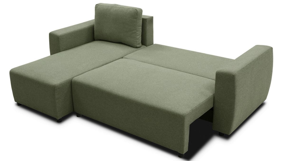 Ecksofa Pharell - Schwarz/Olivgrün, Basics, Textil (155/230cm) - Livetastic