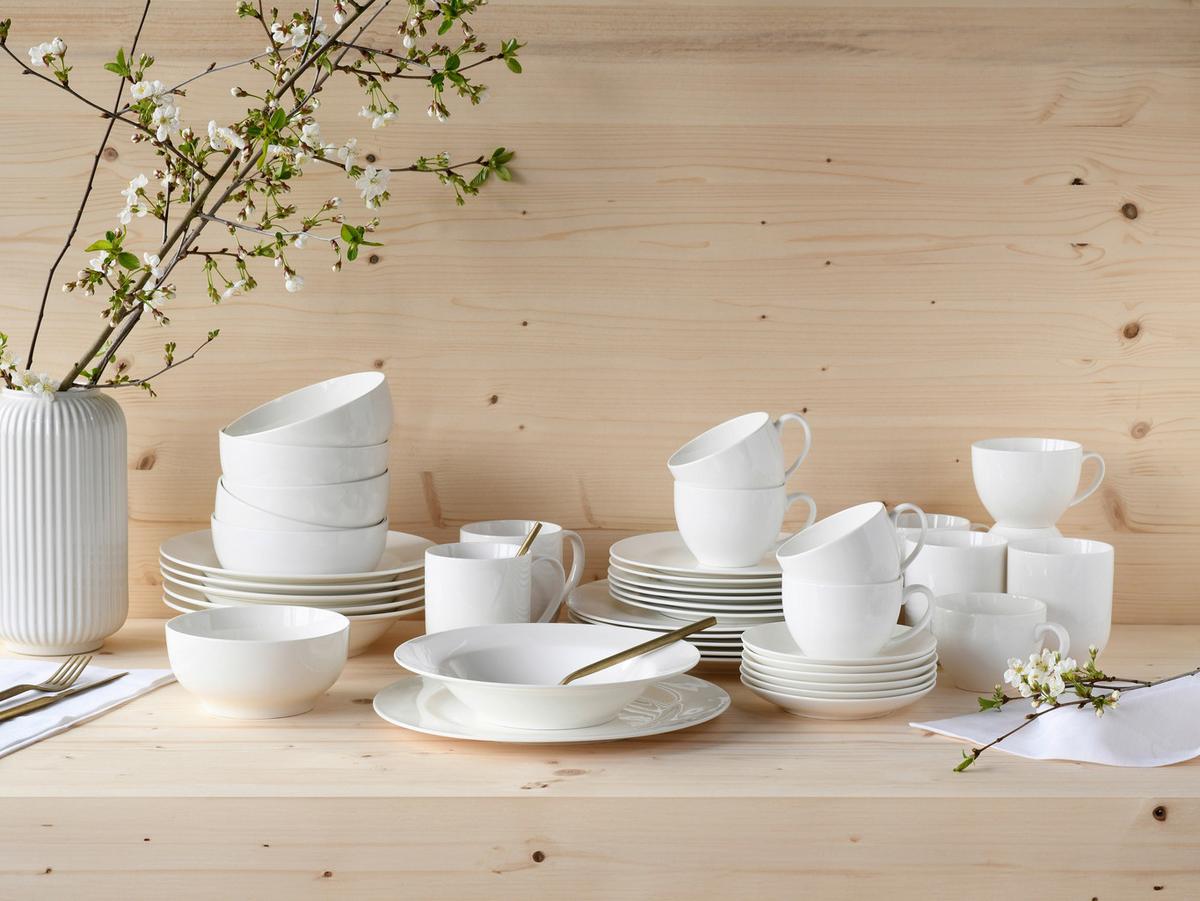 Kombiservice Fluer Royal Keramik 6 Personen - Weiß, Basics, Keramik - Creatable