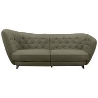 Big Sofa mit echtem Rücken Retro B: 256 cm Grün - Chromfarben/Grün, MODERN, Textil (256/85/115cm) - MID.YOU