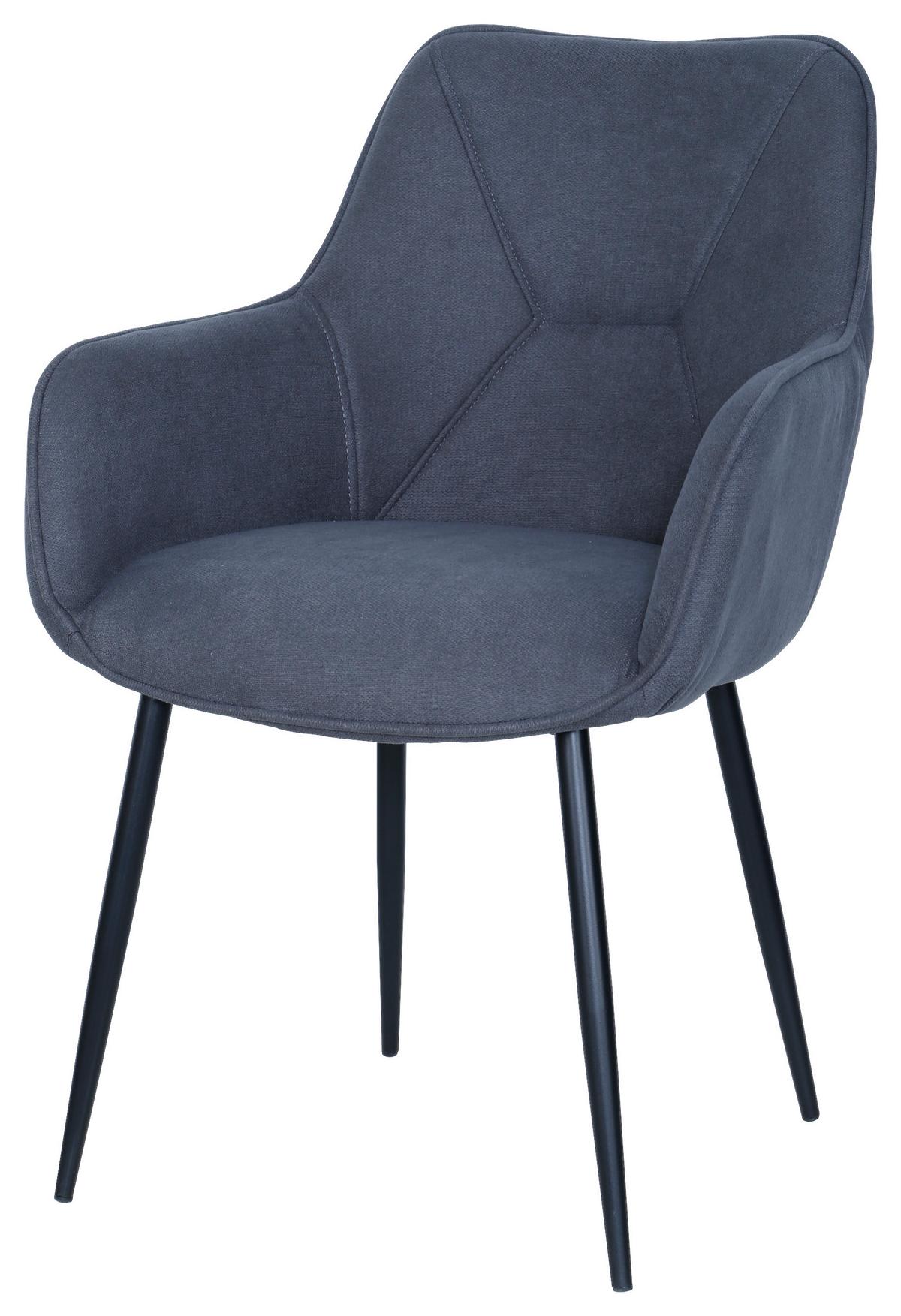 Židle s područkami šedá - šedá/černá, Moderní, kov/dřevo (57/85/60cm) - Mömax