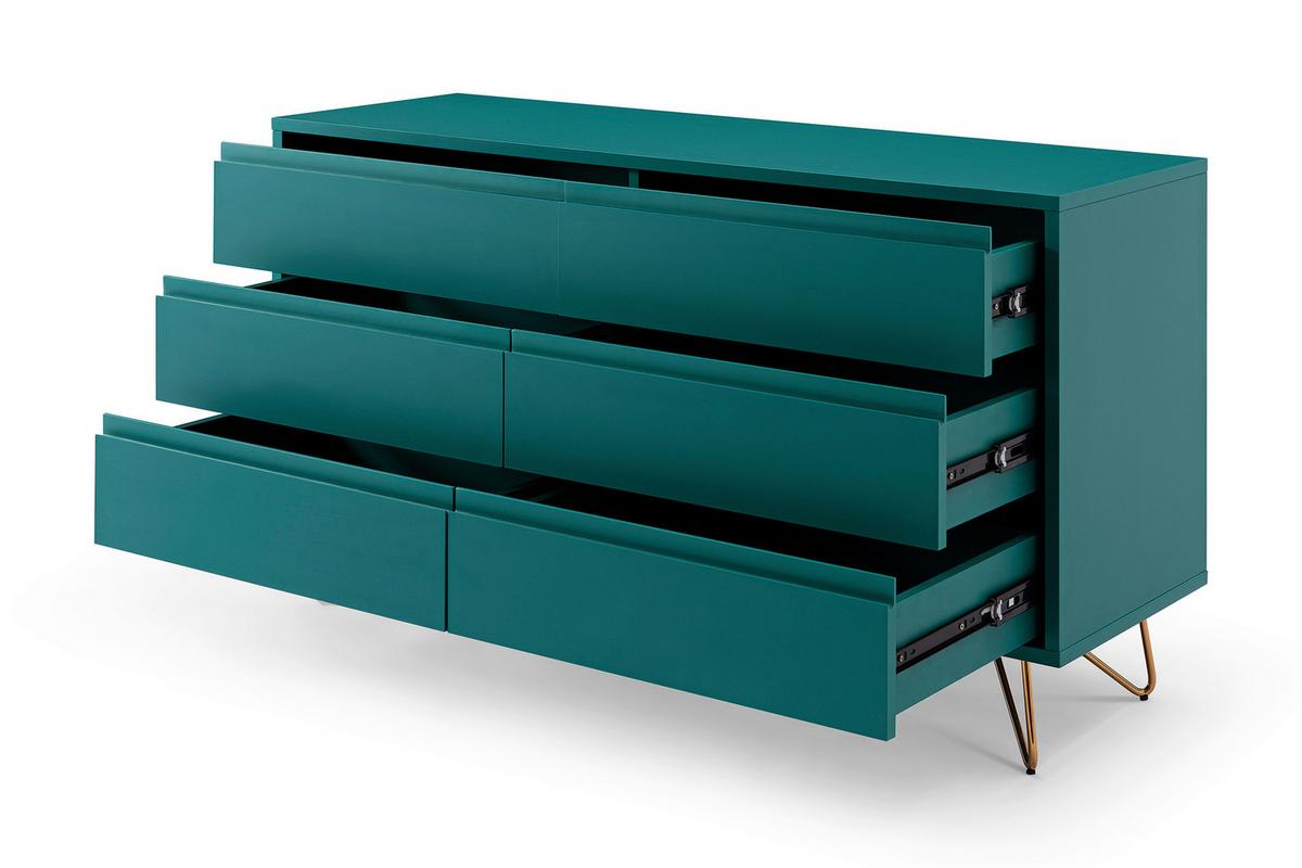 Kommode Blau B: 120cm - Blau/Messingfarben, Design, Holzwerkstoff (120/70/40cm) - Livetastic