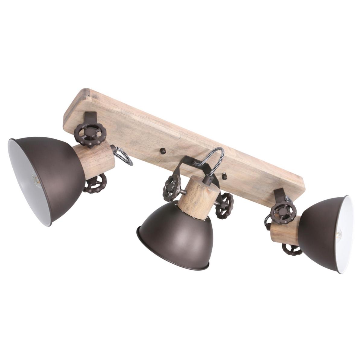 Deckenspots Gearwood - Anthrazit/Kupferfarben, Trend, Holz/Metall (59/19/23cm)