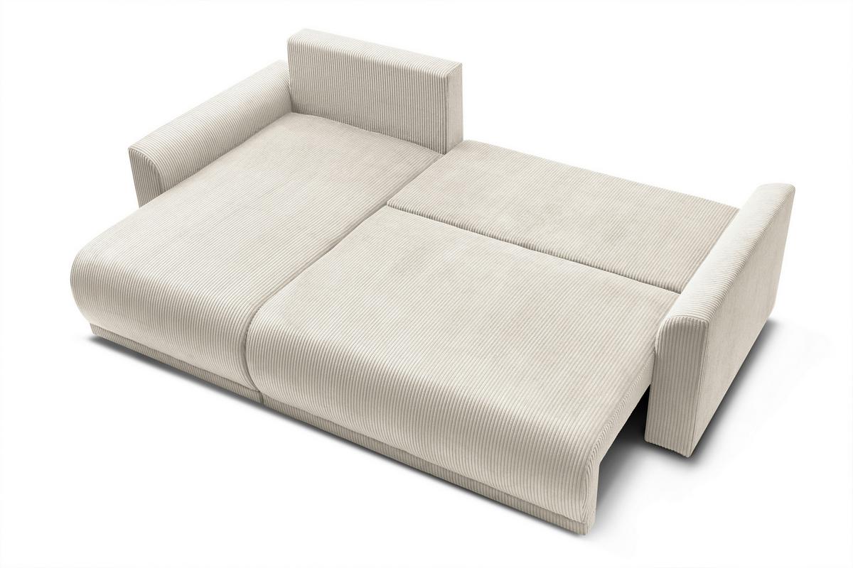 Rohová sedačka KIM L146, oboustranná, krémový manšestr - krémová, Moderní, dřevo (233/146cm)