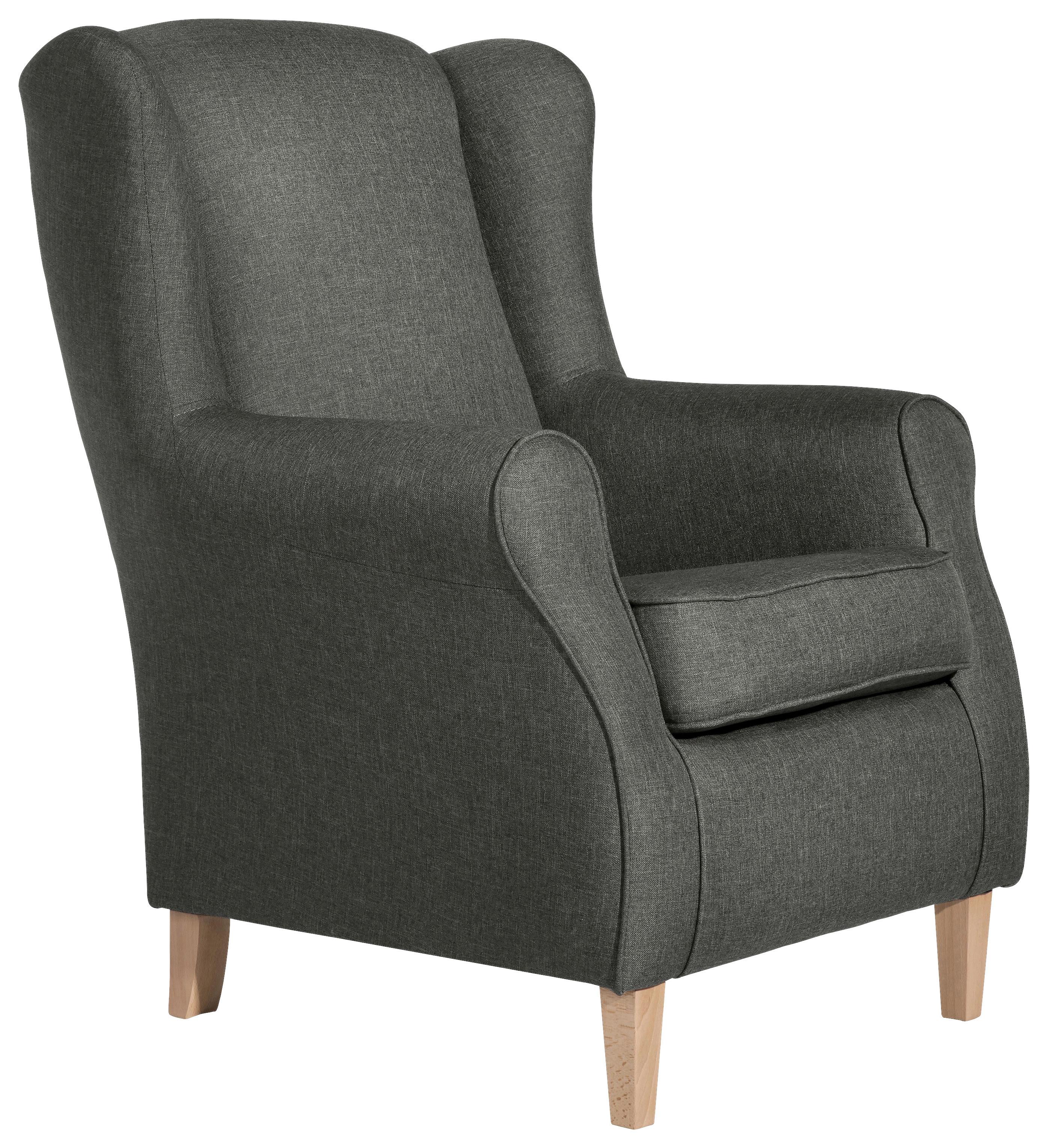 Ohrensessel mit Armlehnen Lorris Anthrazit - Anthrazit/Buchefarben, MODERN, Textil (77/103/86cm) - Max Winzer
