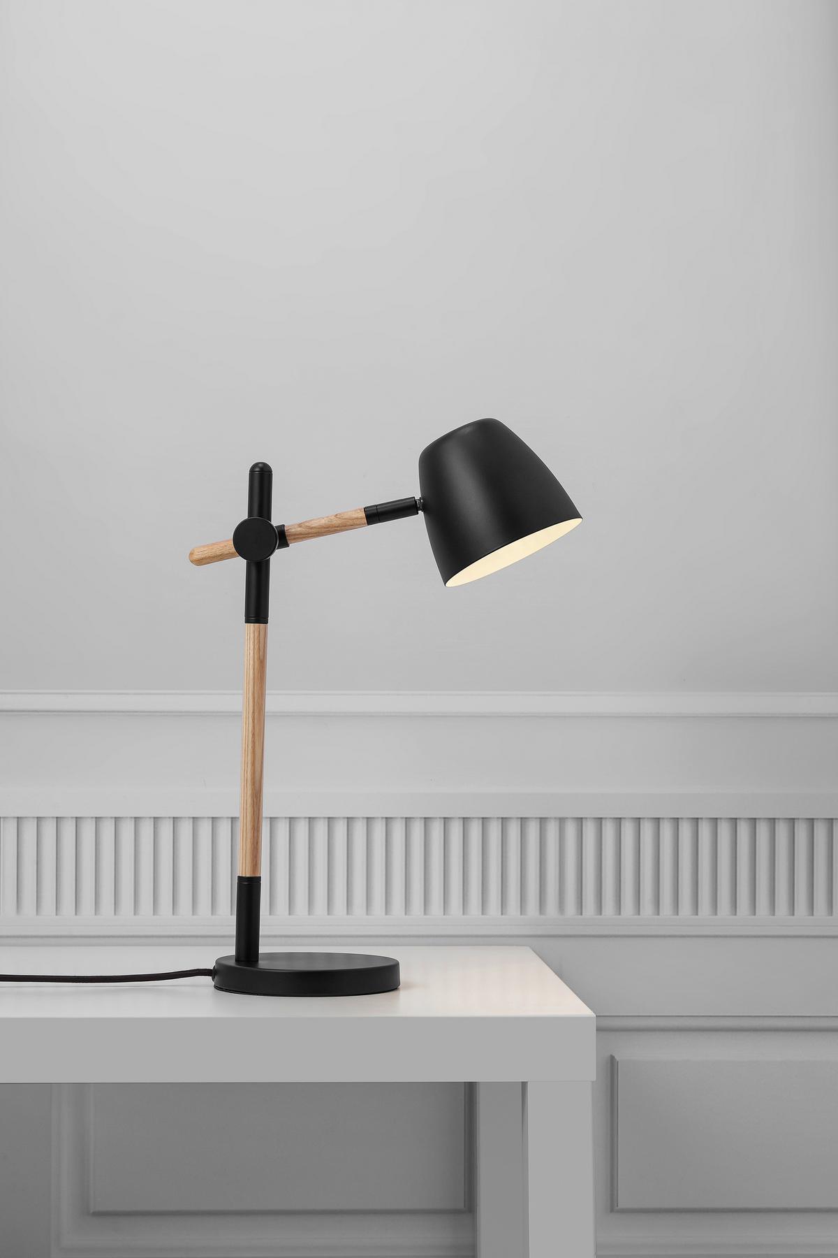 Tischleuchte Schwarz L: 33 cm - Schwarz, Design, Holz/Metall (33/15/42,7cm) - Nordlux