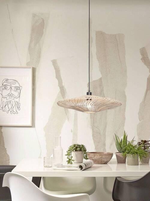 Hängeleuchte Zanzibar/H/5514/W - Weiß, Trend, Naturmaterialien (55/14cm) - Good & Mojo