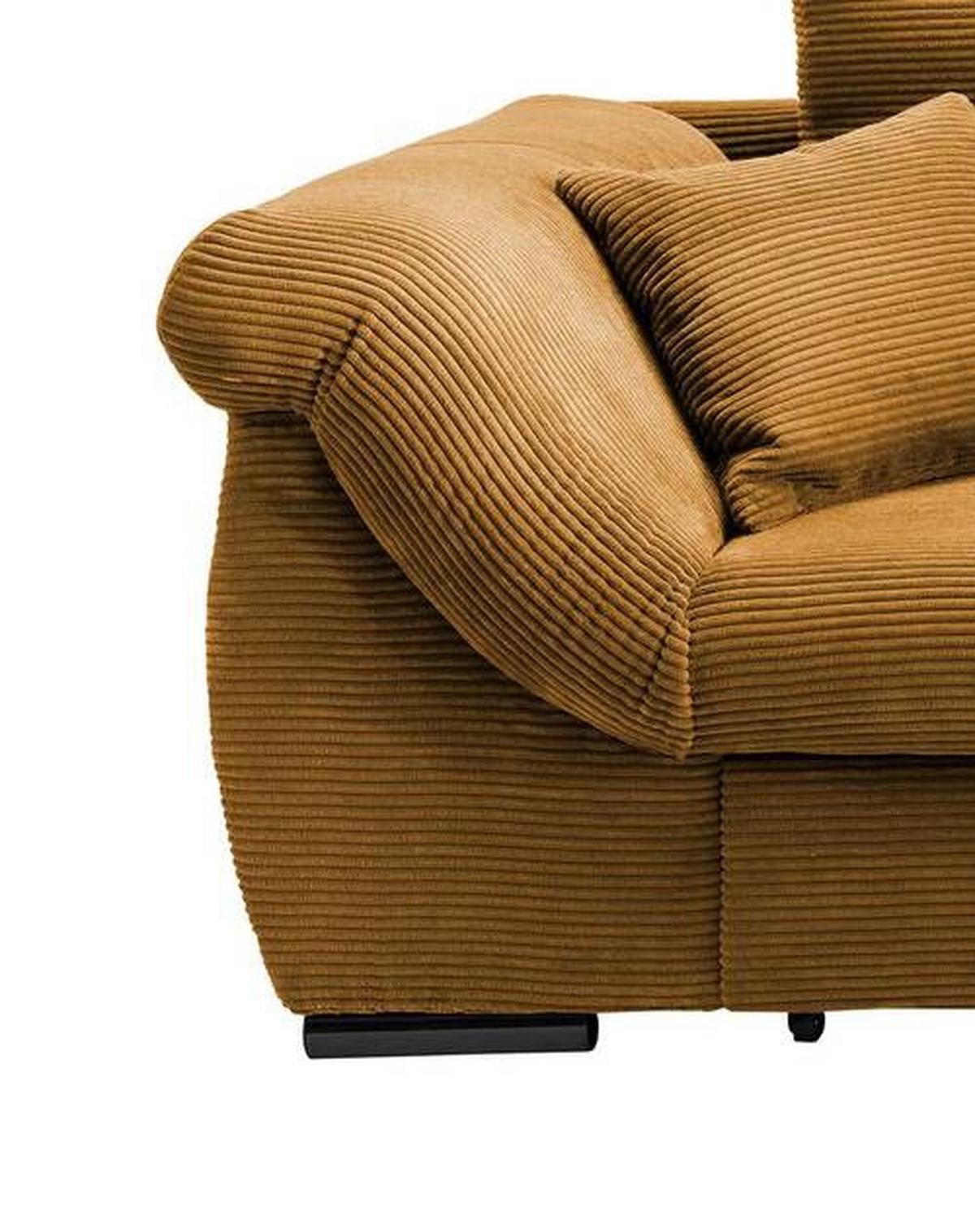 Ecksofa Federico Goldfarben S: 302/188 cm - Goldfarben/Schwarz, MODERN, Holz/Textil (302/188cm) - MID.YOU