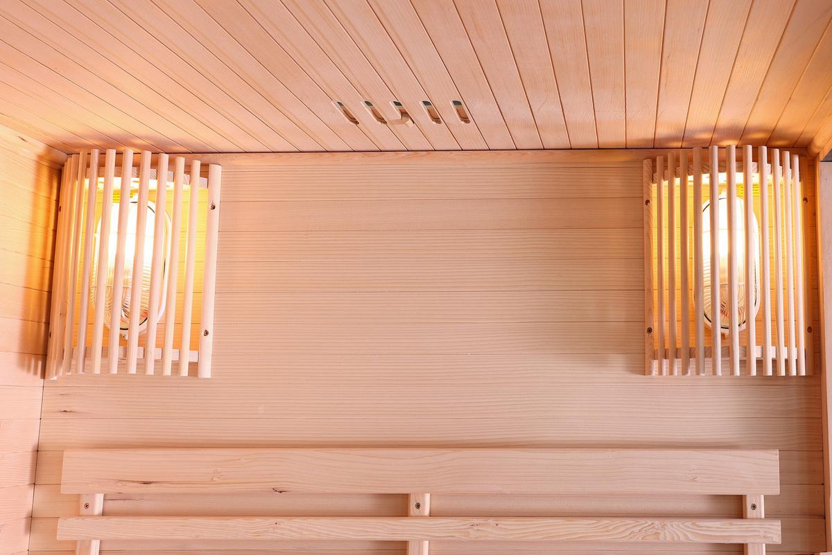 Finnische Panoramasauna BxHxT: 130x120x200 cm - Naturfarben, Basics, Glas/Holz (130/120/200cm) - Sanotechnik