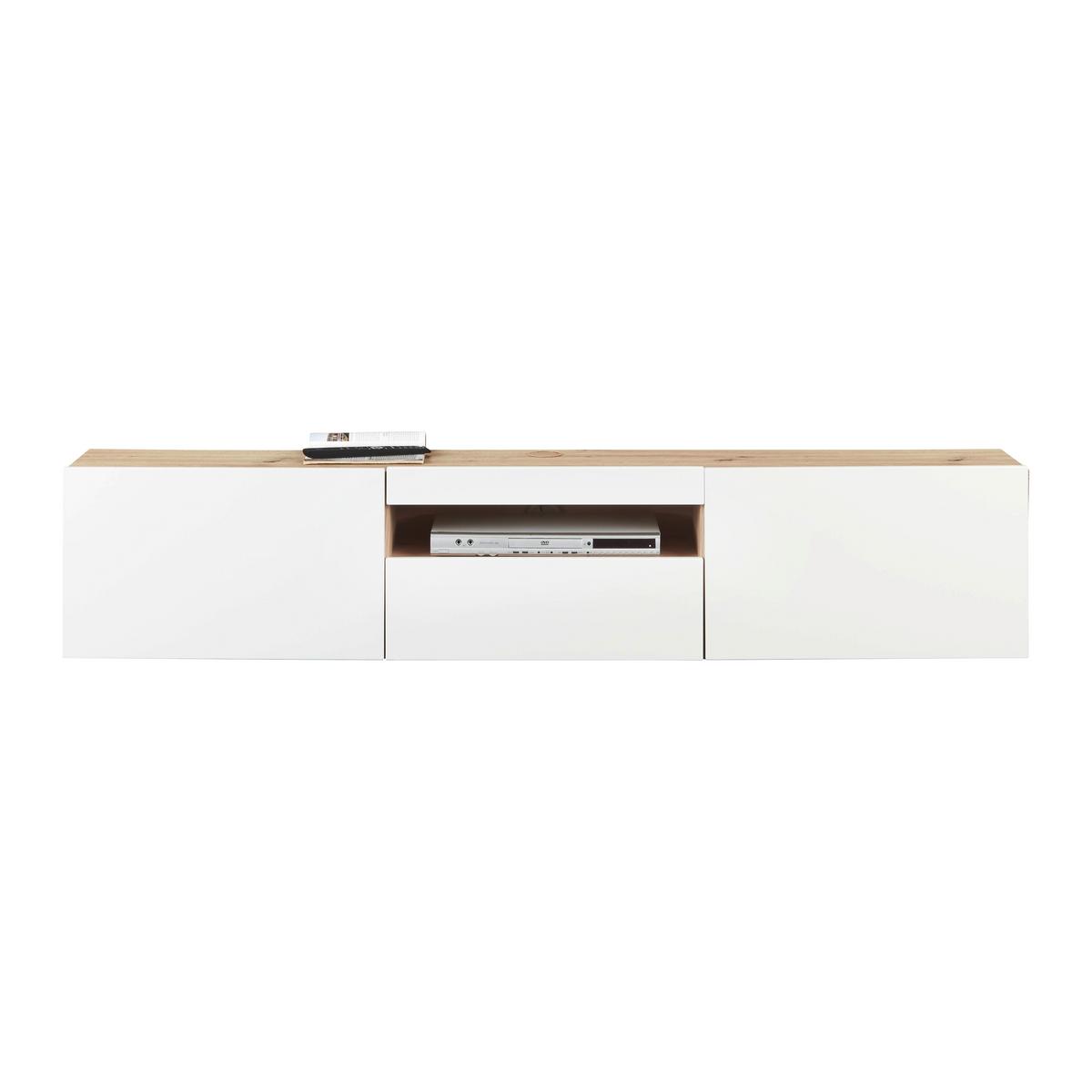 TV-ELEMENT OSLO - Eichefarben/Weiß Hochglanz, MODERN, Holzwerkstoff (180/37/31,6cm)