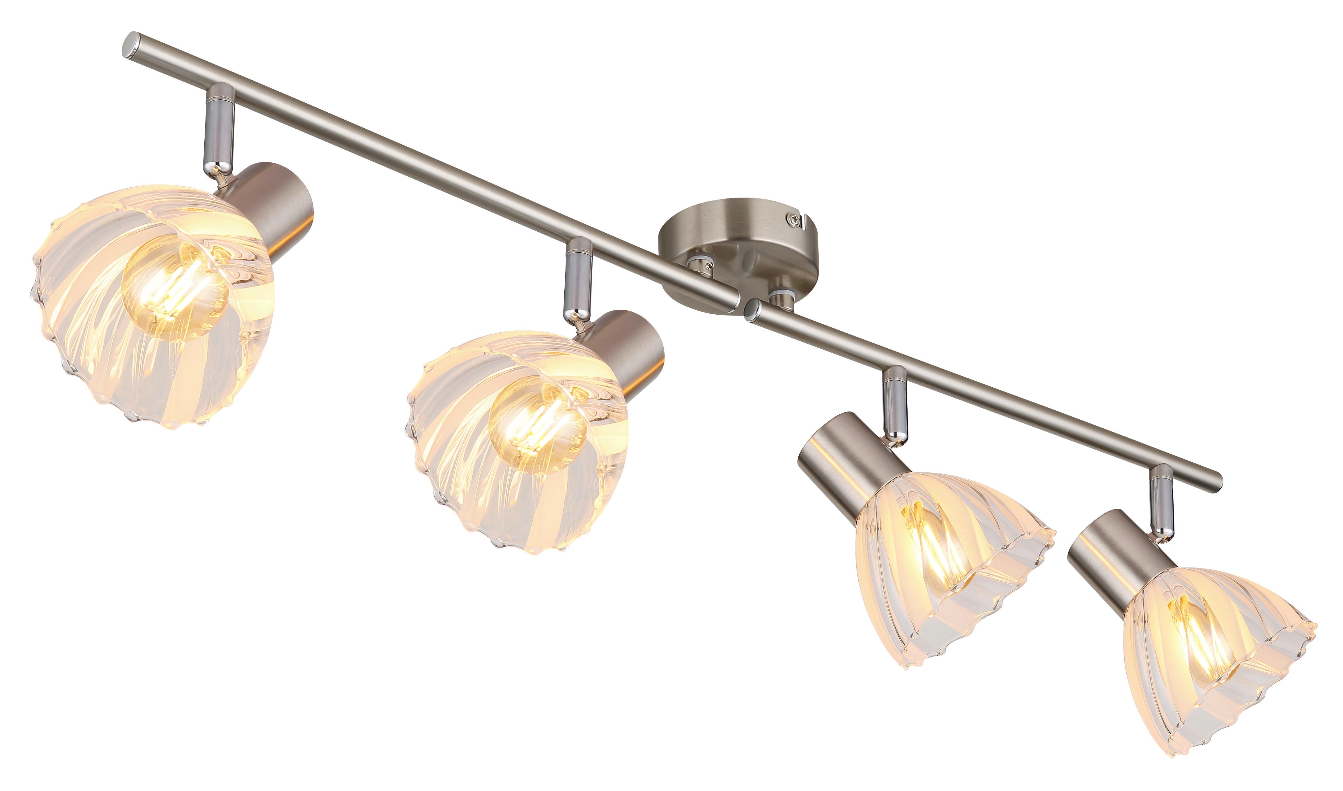 Strahler Zachery Nickelfarben L: 70 cm - Nickelfarben, KONVENTIONELL, Glas/Metall (70/13/19cm) - Globo