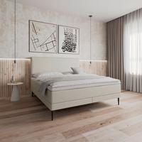 Boxspringová postel NEVADA 160x200, béžová - černá/béžová, Moderní, kov/dřevo (160/200cm) - Bessagi